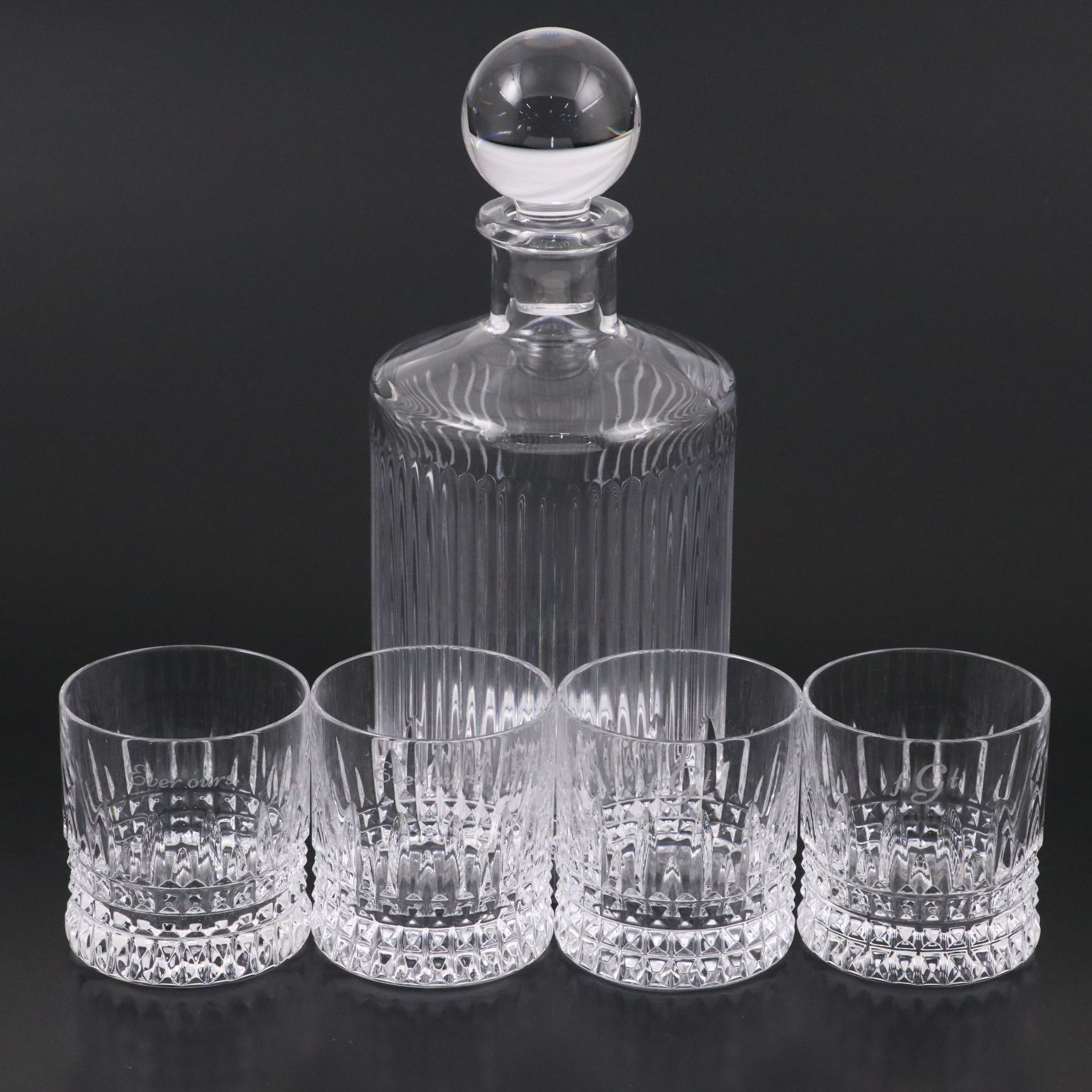 Waterford Crystal "Connoisseur" Decanter and Old Fashioned Glasses
