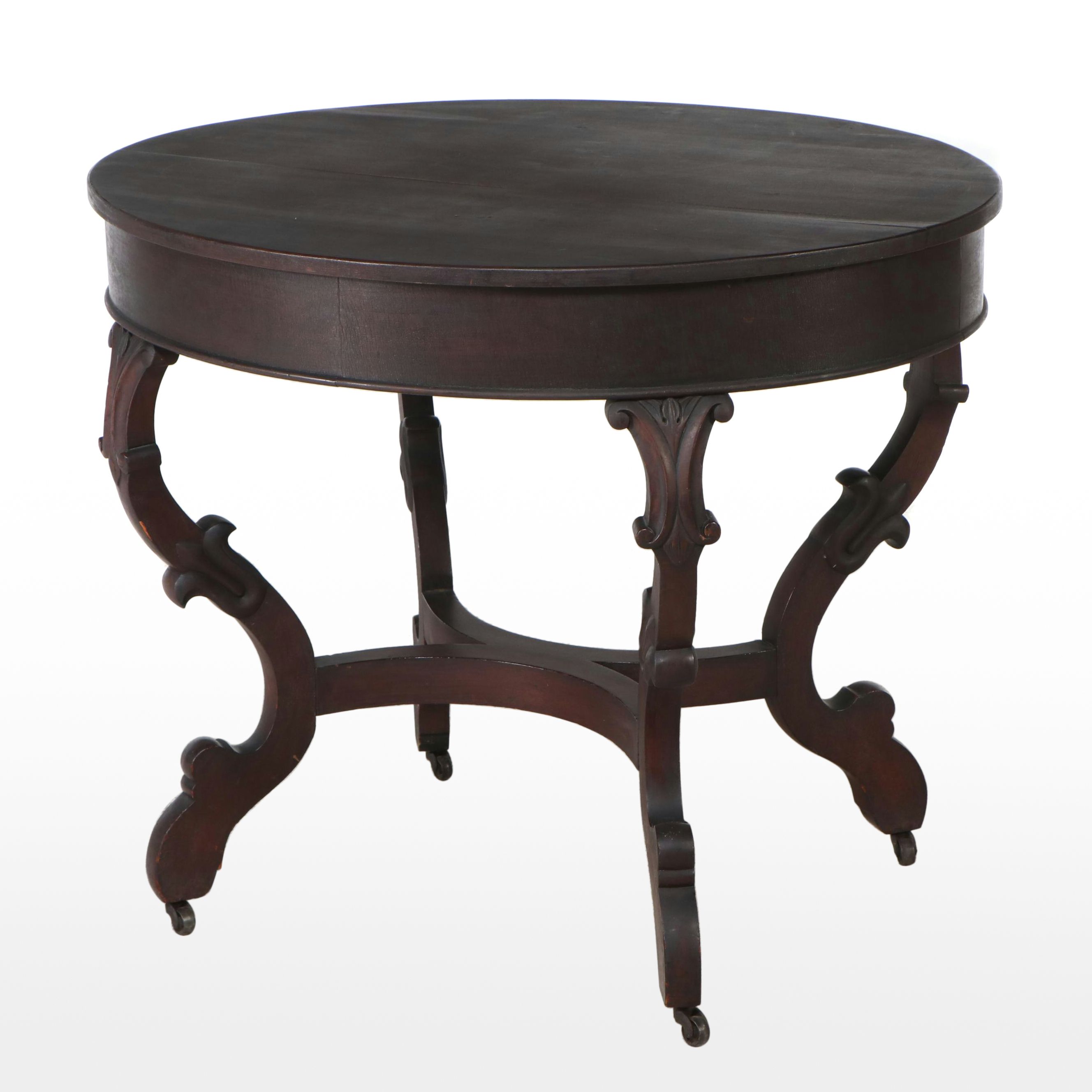 Victorian Carved Wood Center Table, 19th Century