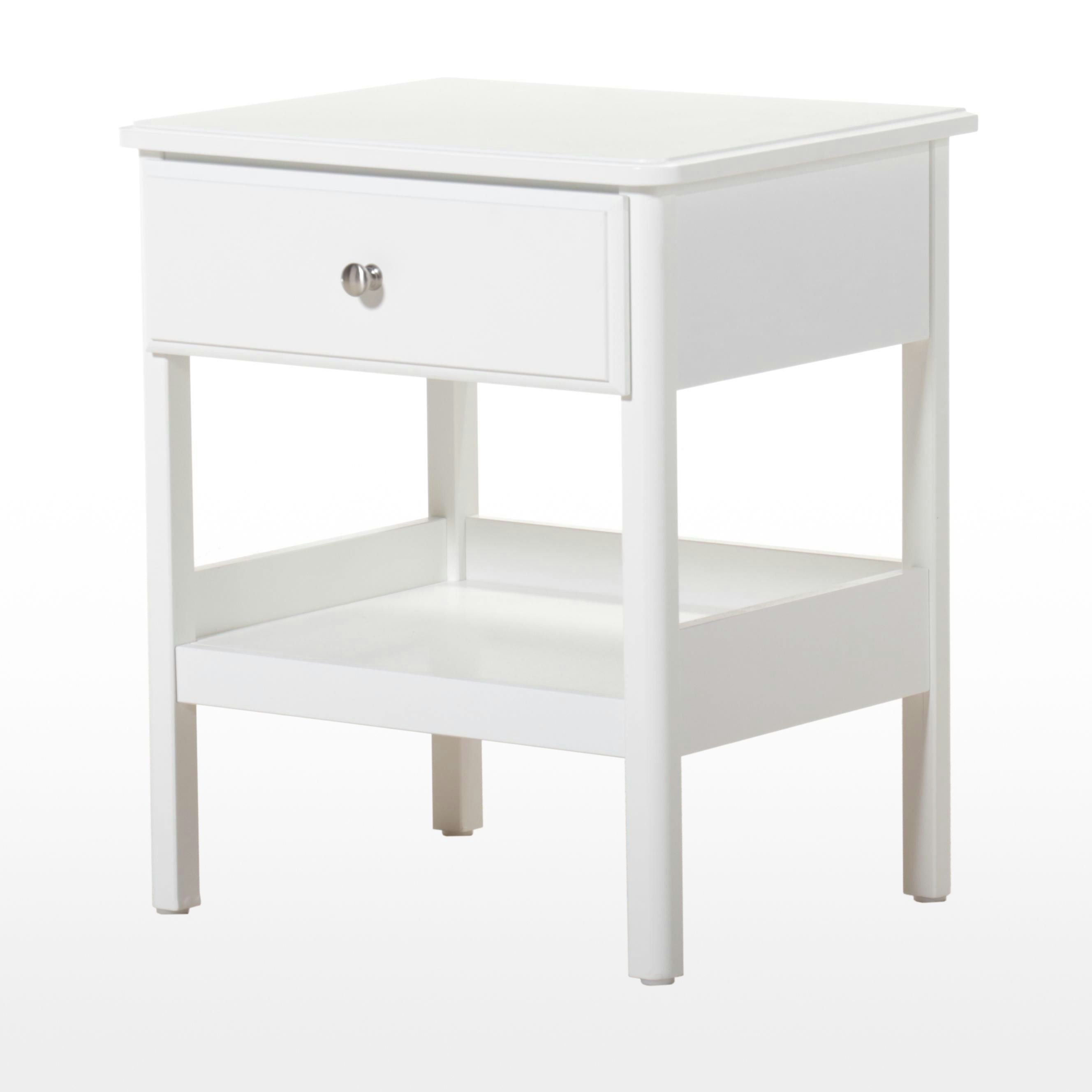IKEA "TYSSEDAL" Contemporary White-Painted Wood Single Drawer Nightstand