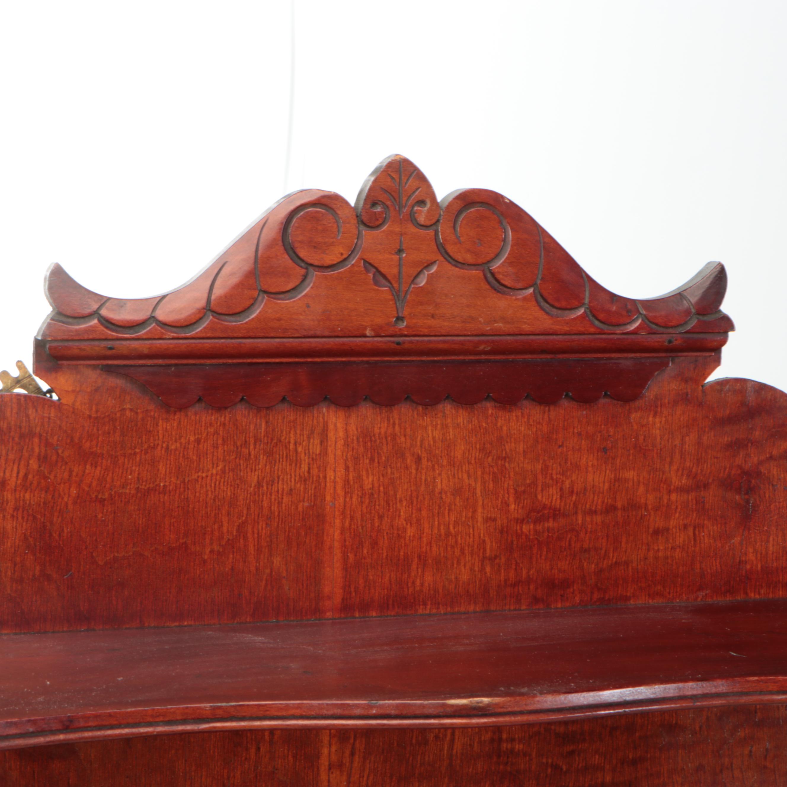 German Mahogany Wall Hanging Whatnot Shelf, 19th Century