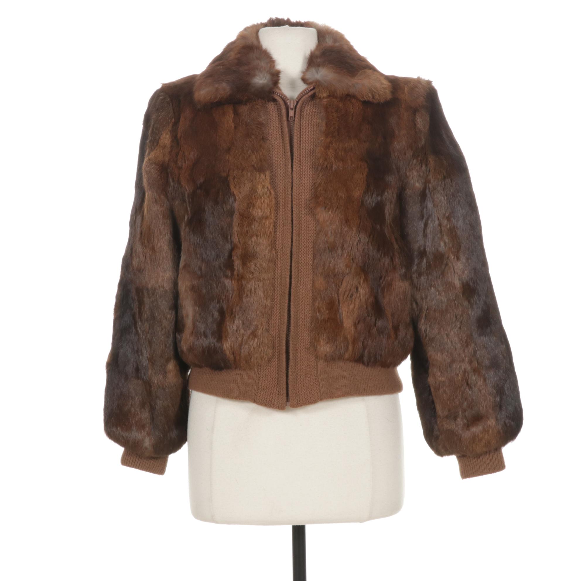 Dino Ricco Rabbit Fur Bomber Jacket