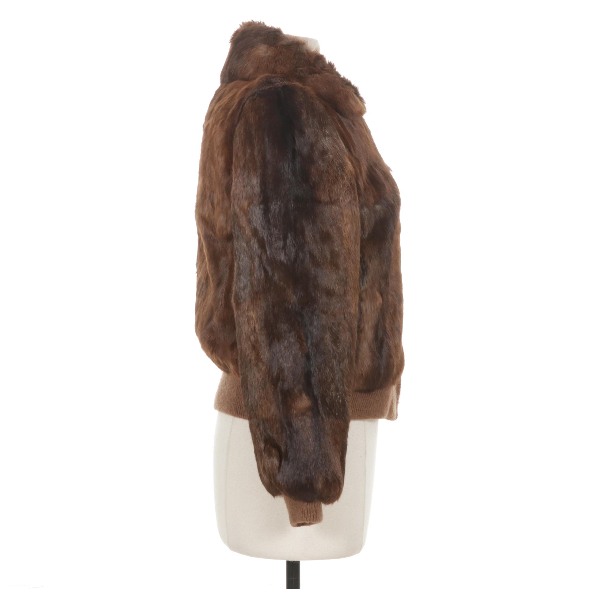 Dino Ricco Rabbit Fur Bomber Jacket