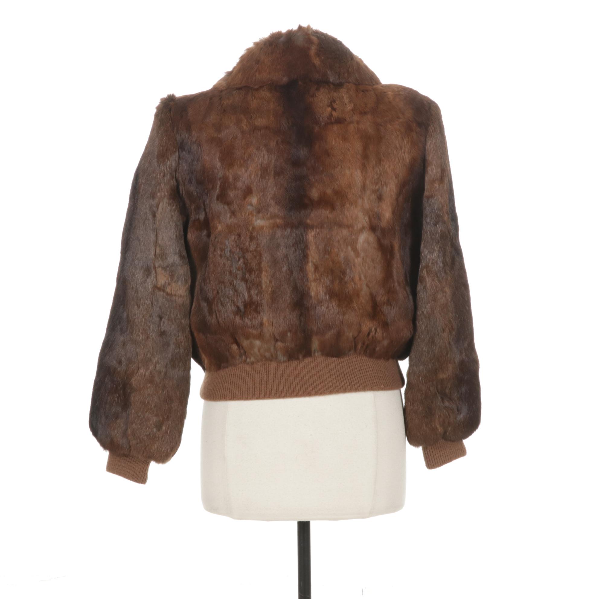 Dino Ricco Rabbit Fur Bomber Jacket