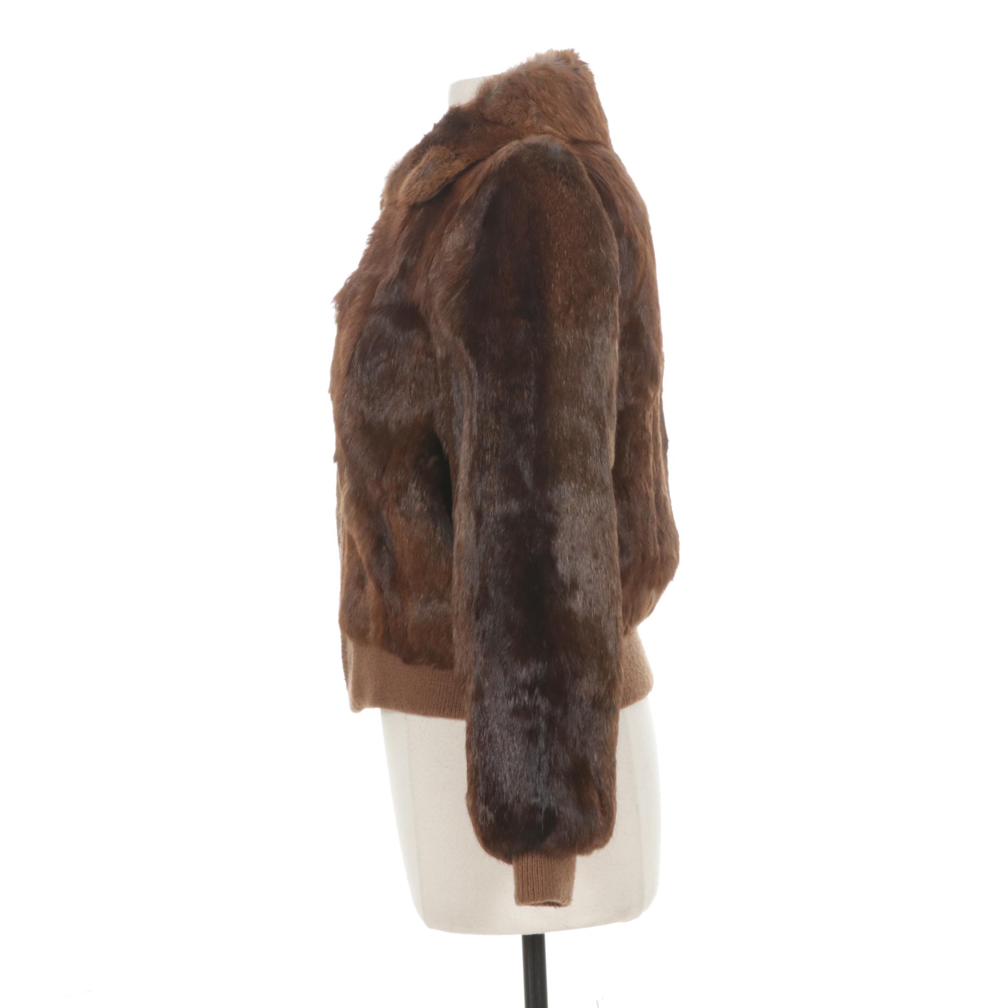 Dino Ricco Rabbit Fur Bomber Jacket