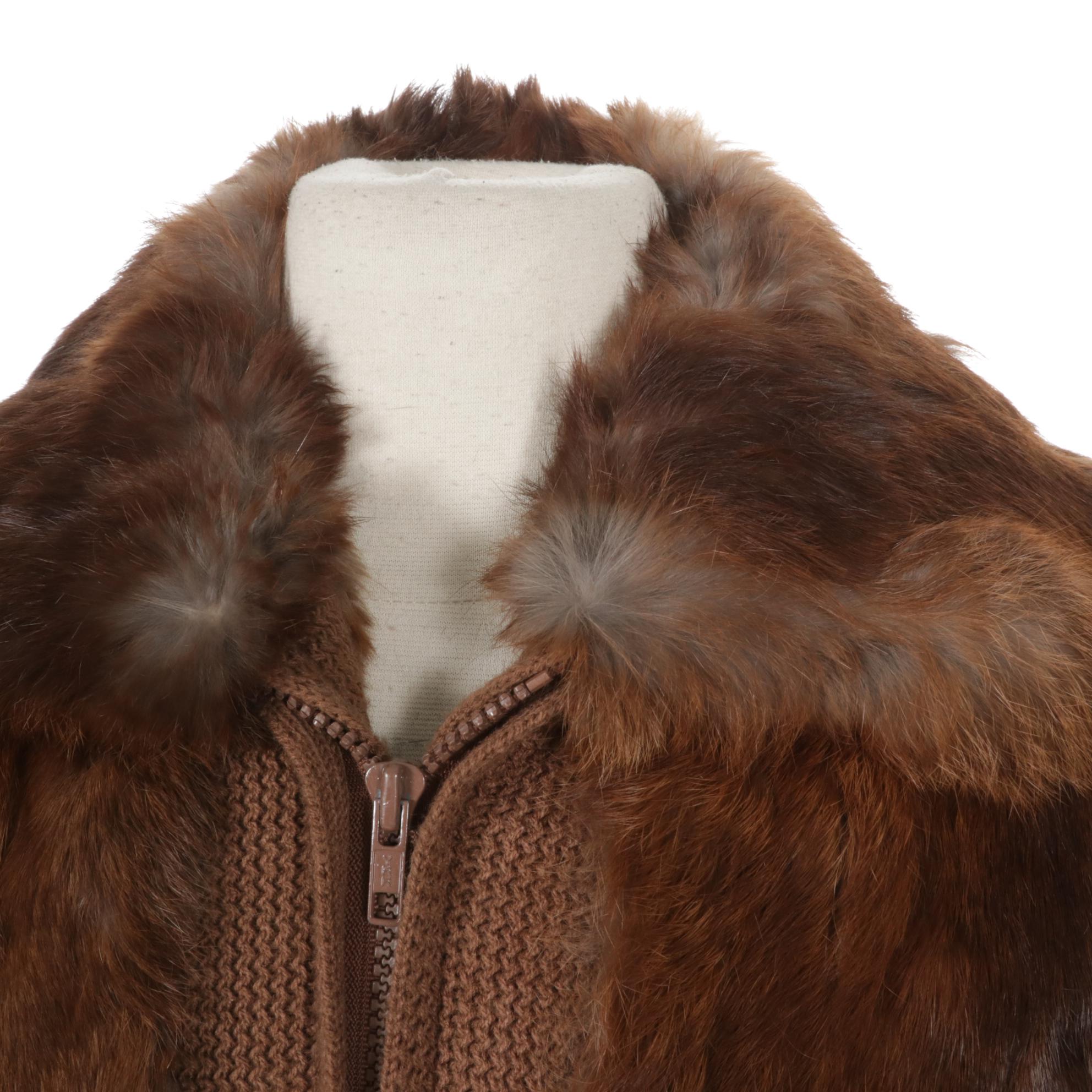 Dino Ricco Rabbit Fur Bomber Jacket
