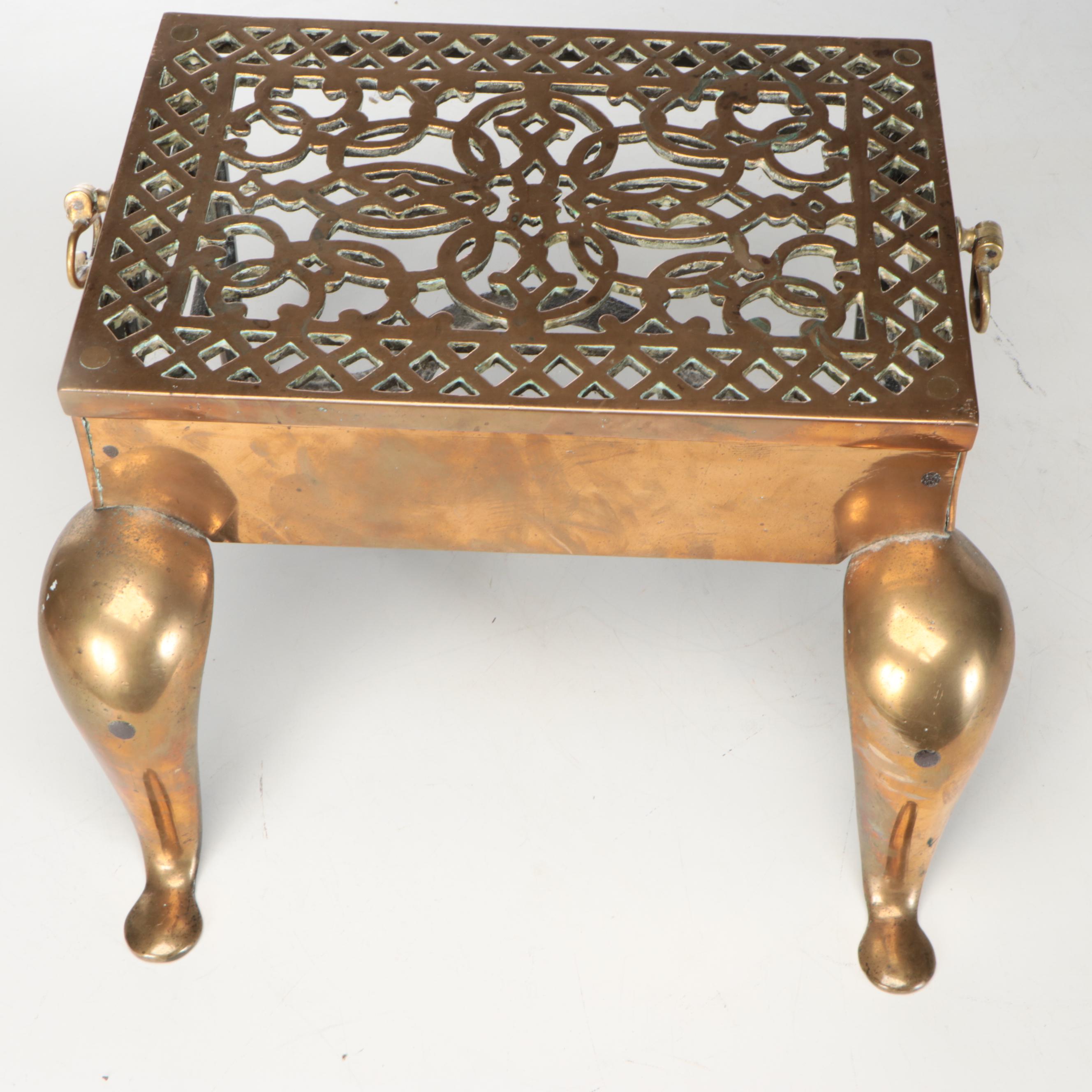 English Georgian Style Brass and Metal Footman Trivet, 19th Century