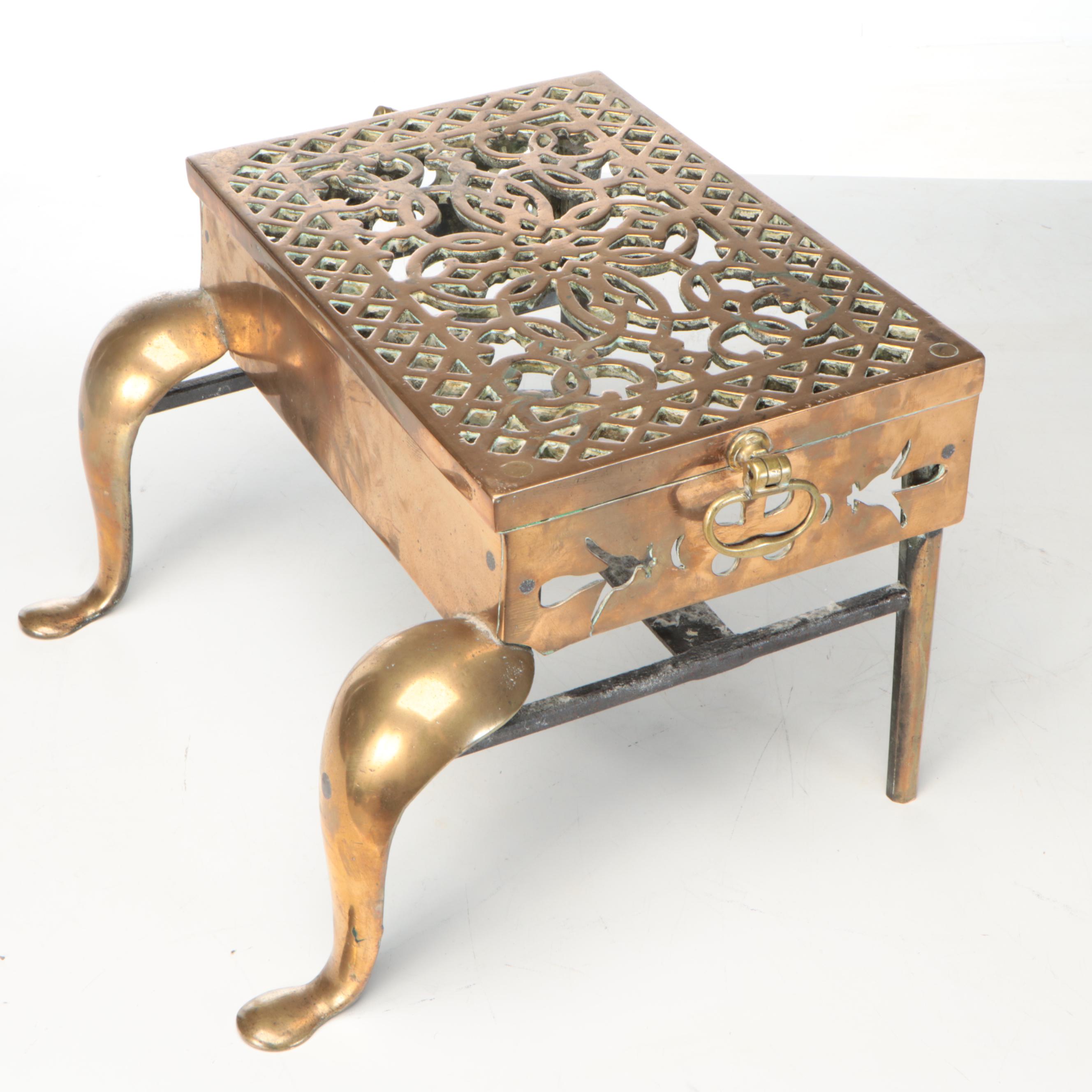 English Georgian Style Brass and Metal Footman Trivet, 19th Century