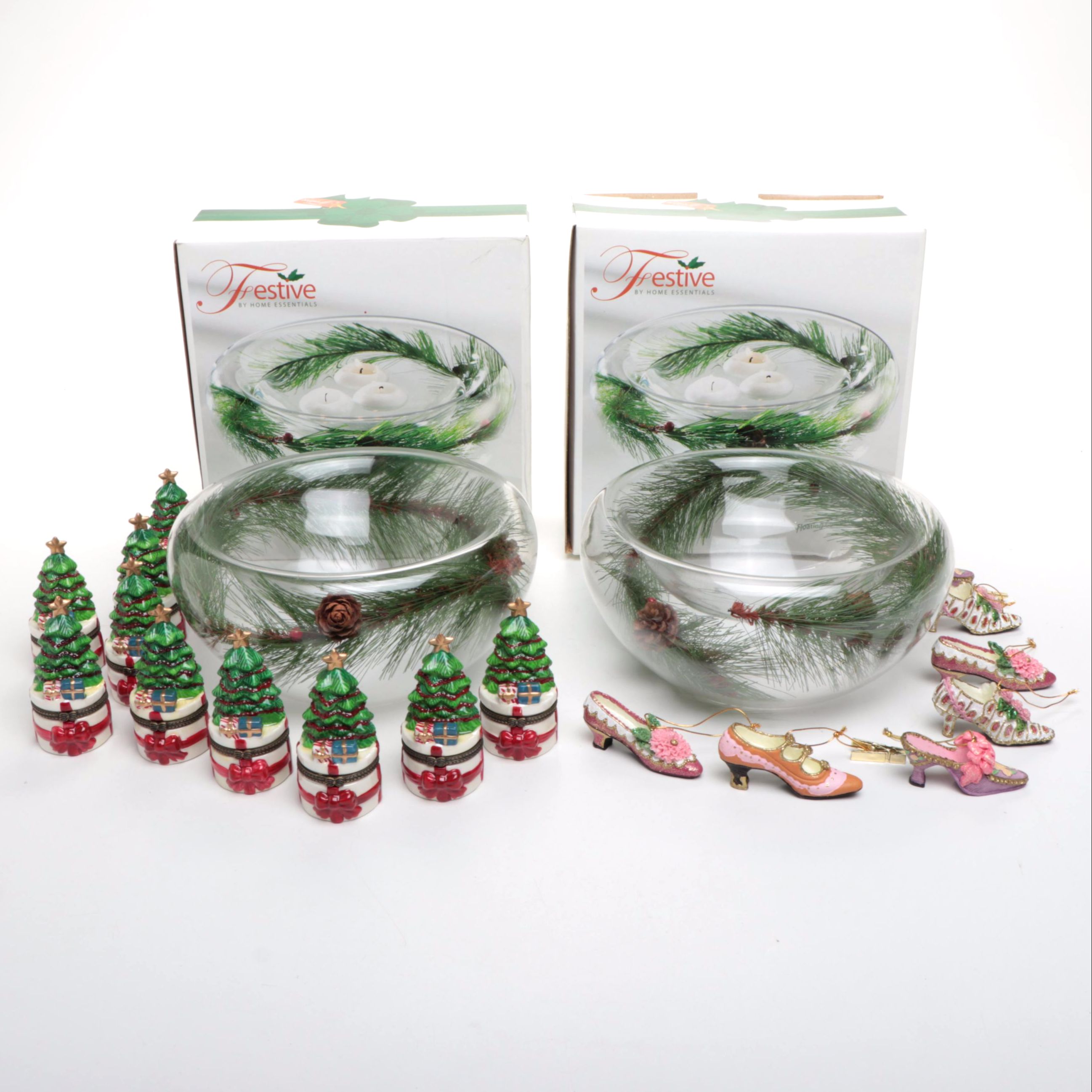 Home Essentials Glass Bowls, Limoges Style Porcelain Boxes, and More Décor