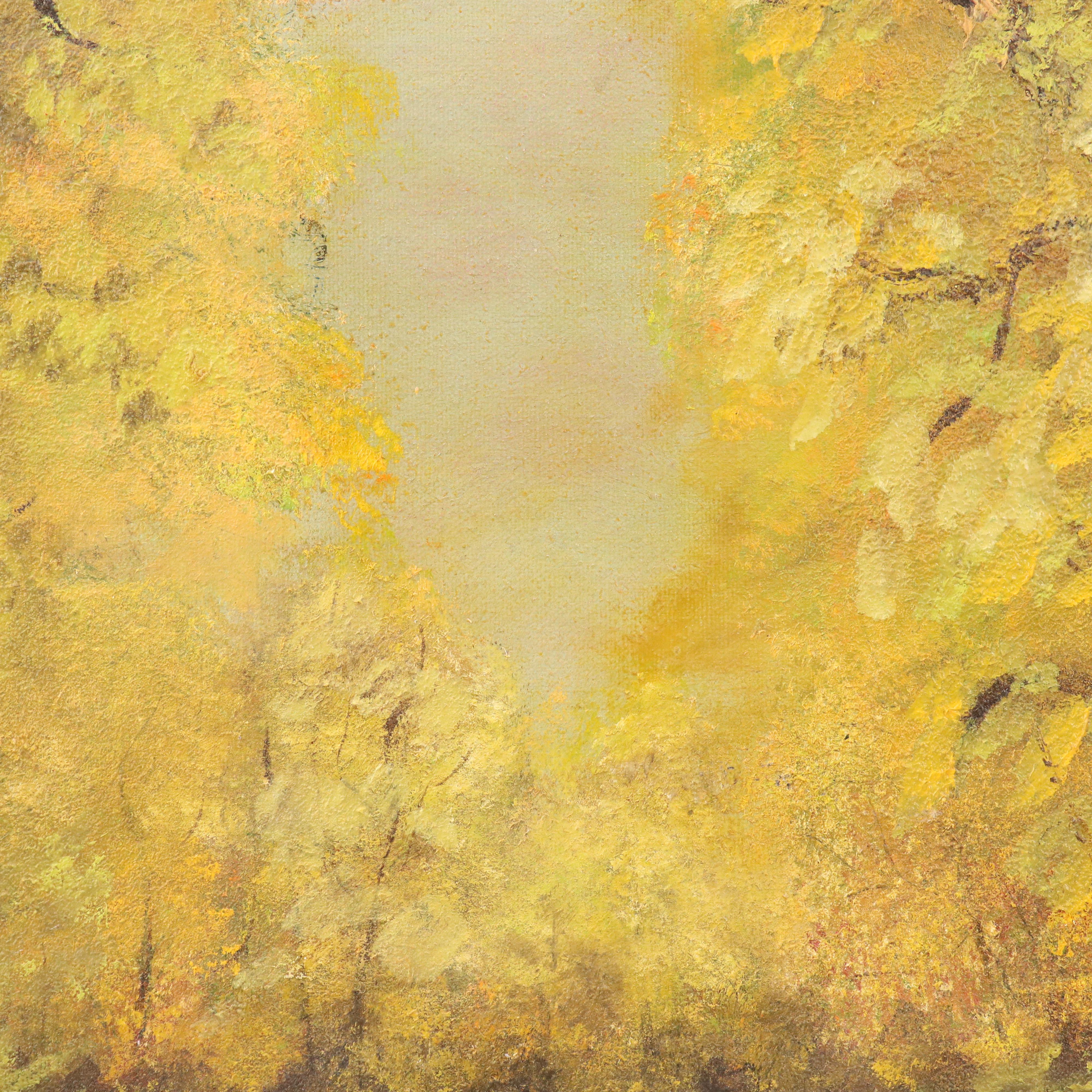 Juanita Hensley Impasto Forest Landscape Oil Painting, Mid-20th Century