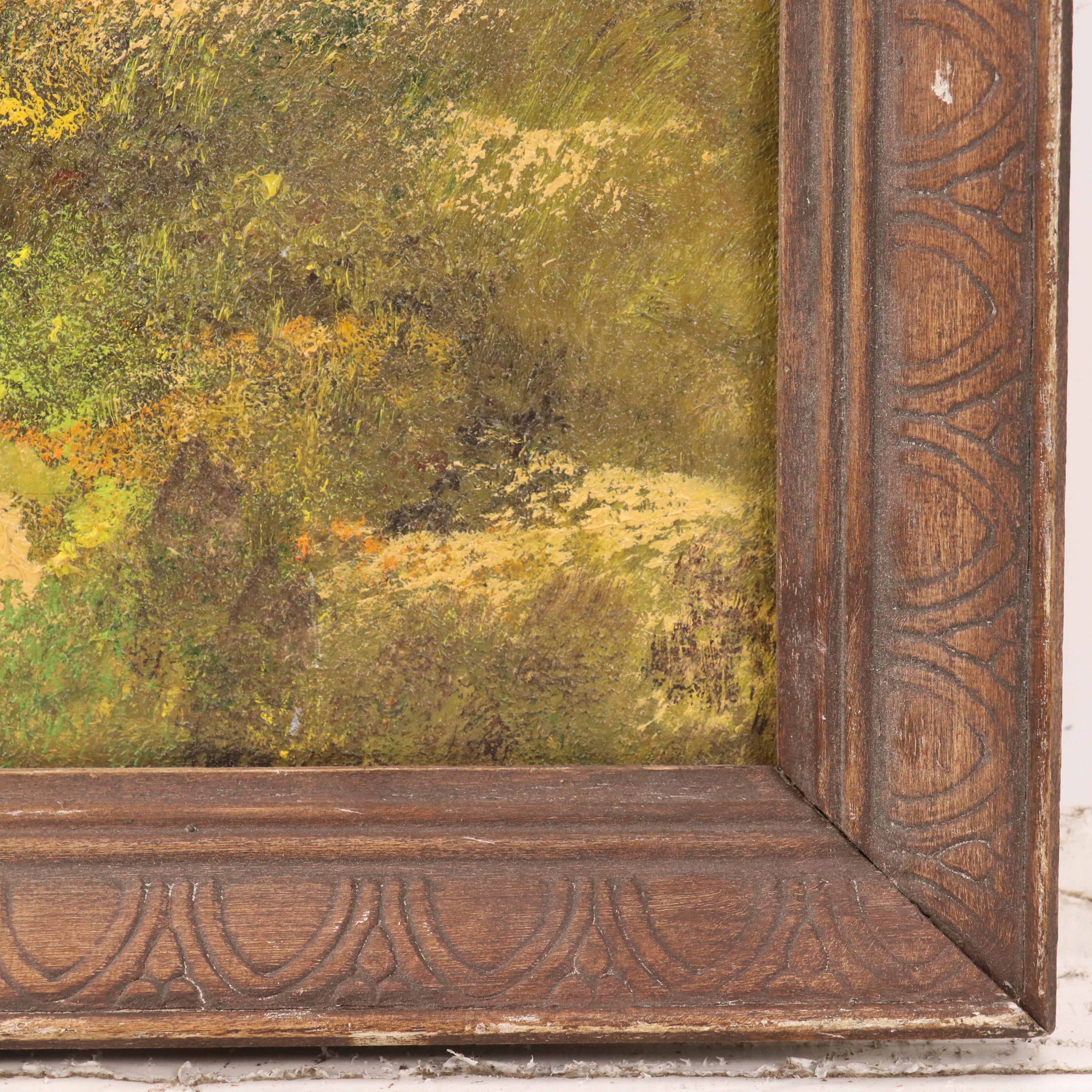 Juanita Hensley Impasto Forest Landscape Oil Painting, Mid-20th Century