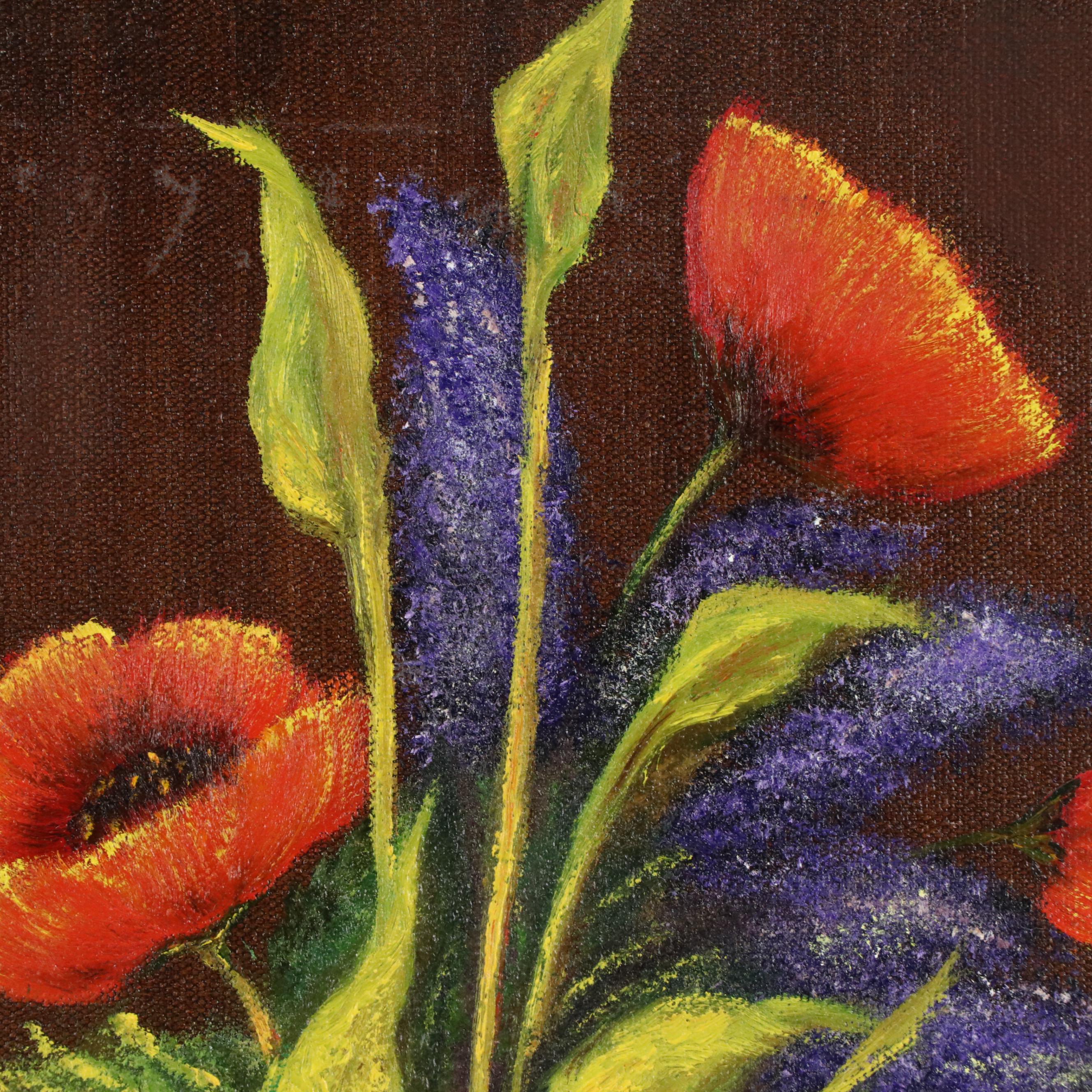 Juanita Hensley Acrylic Still Life Painting with Poppies