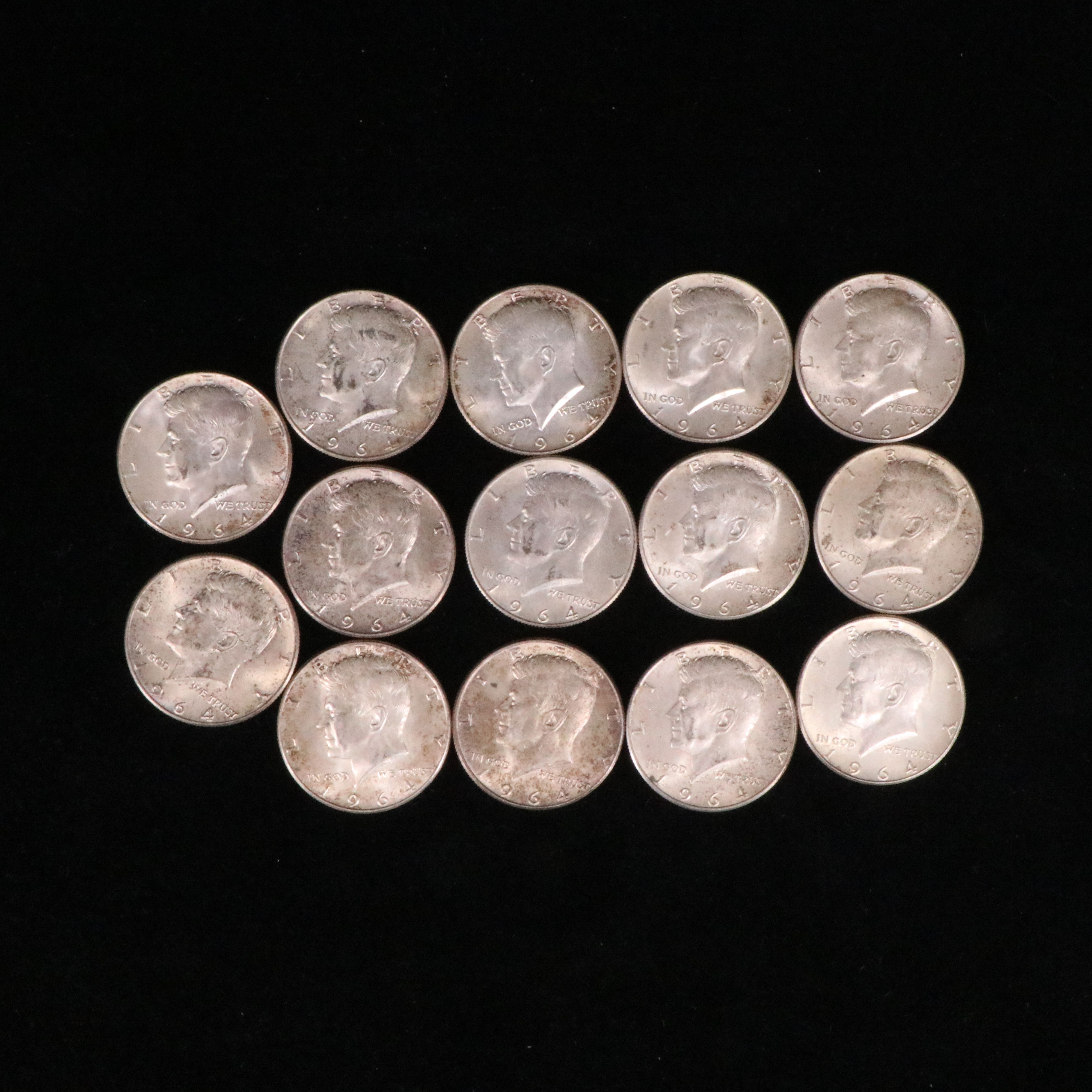 Fourteen 1964 Kennedy 90% Silver Half Dollars