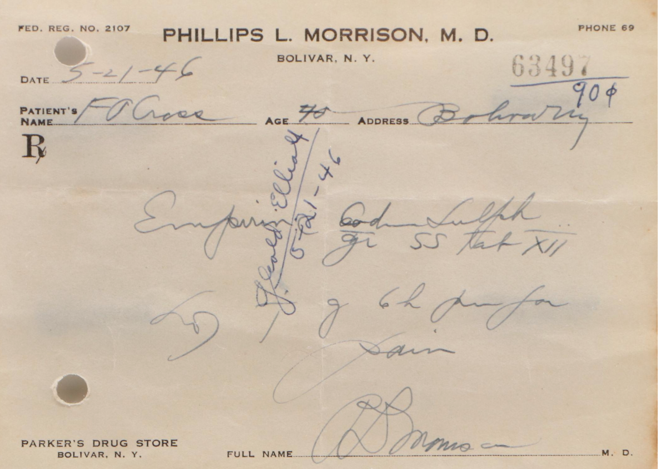 Prescription Form for Empirin, 1946