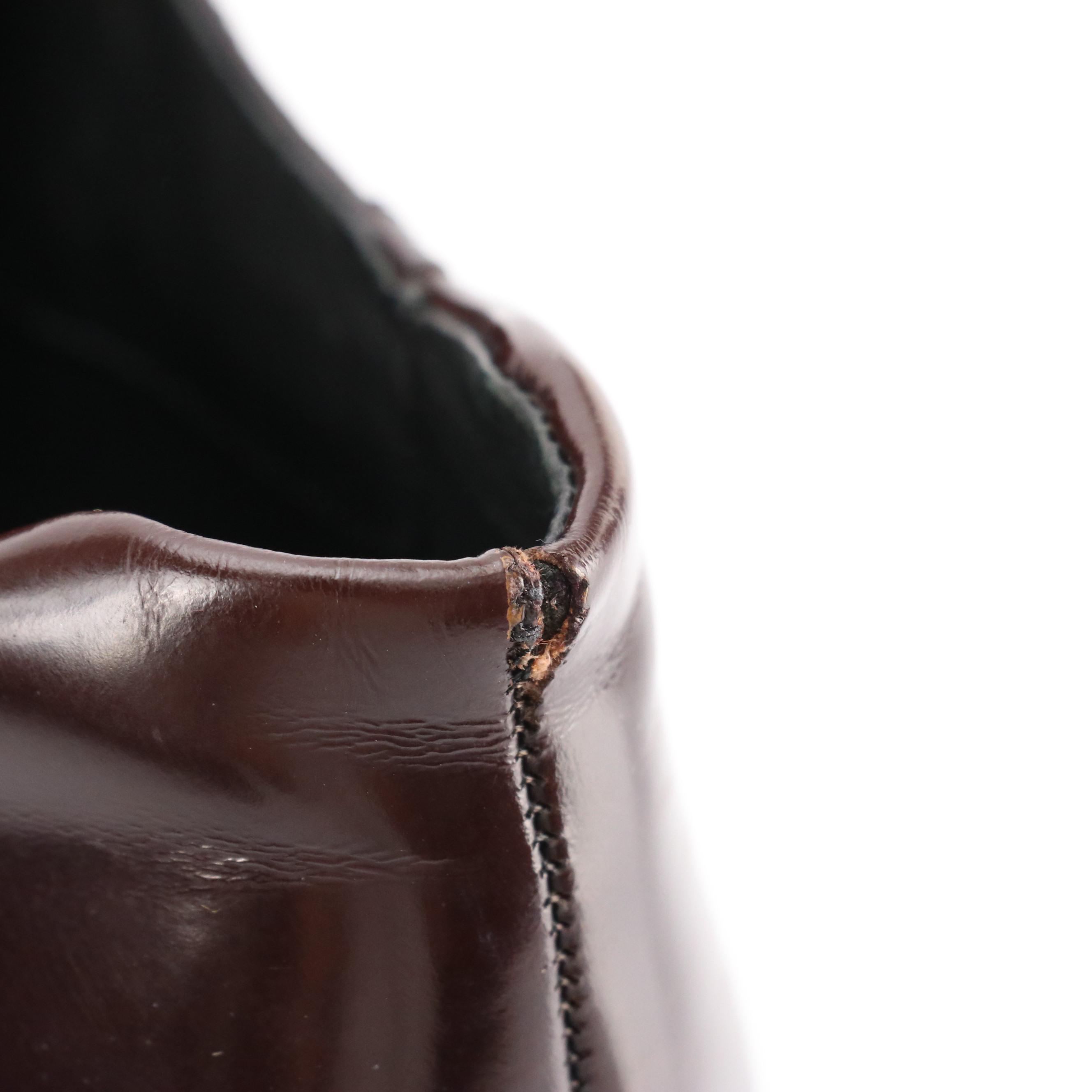 Prada Fringed Square-Toe Loafers in Burgundy Shiny Calfskin Leather, With Box