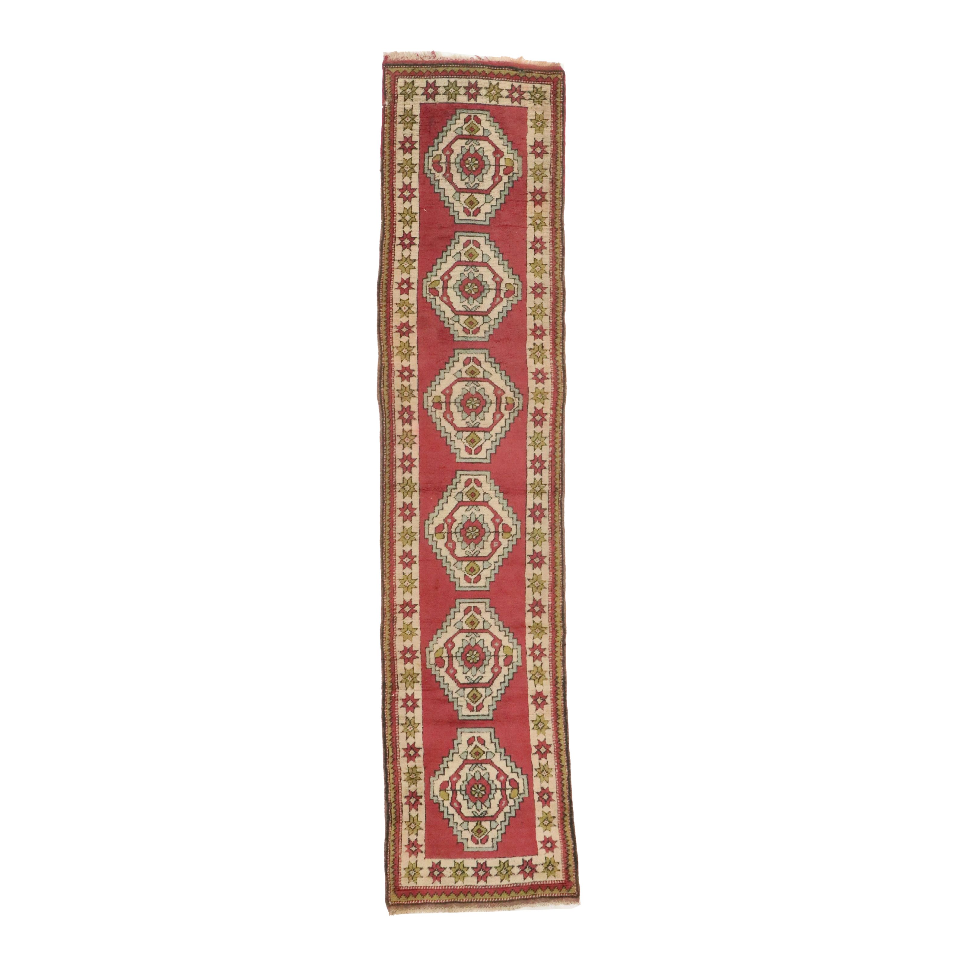 2'8 x 12'1 Hand-Knotted Caucasian Kazak Carpet Runner