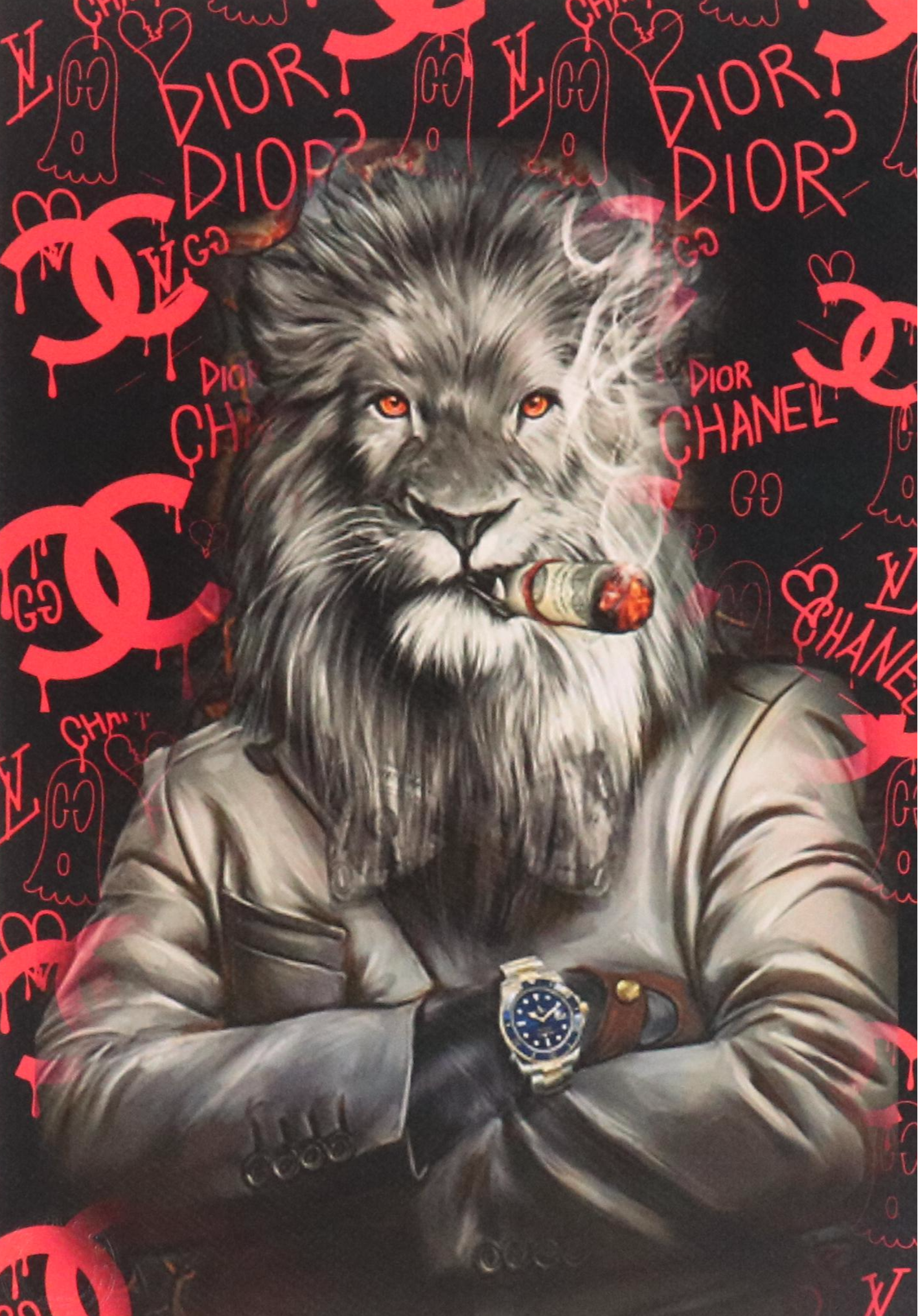 Death NYC Graphic Digital Print Homage Chanel and Dior Lion, 2024