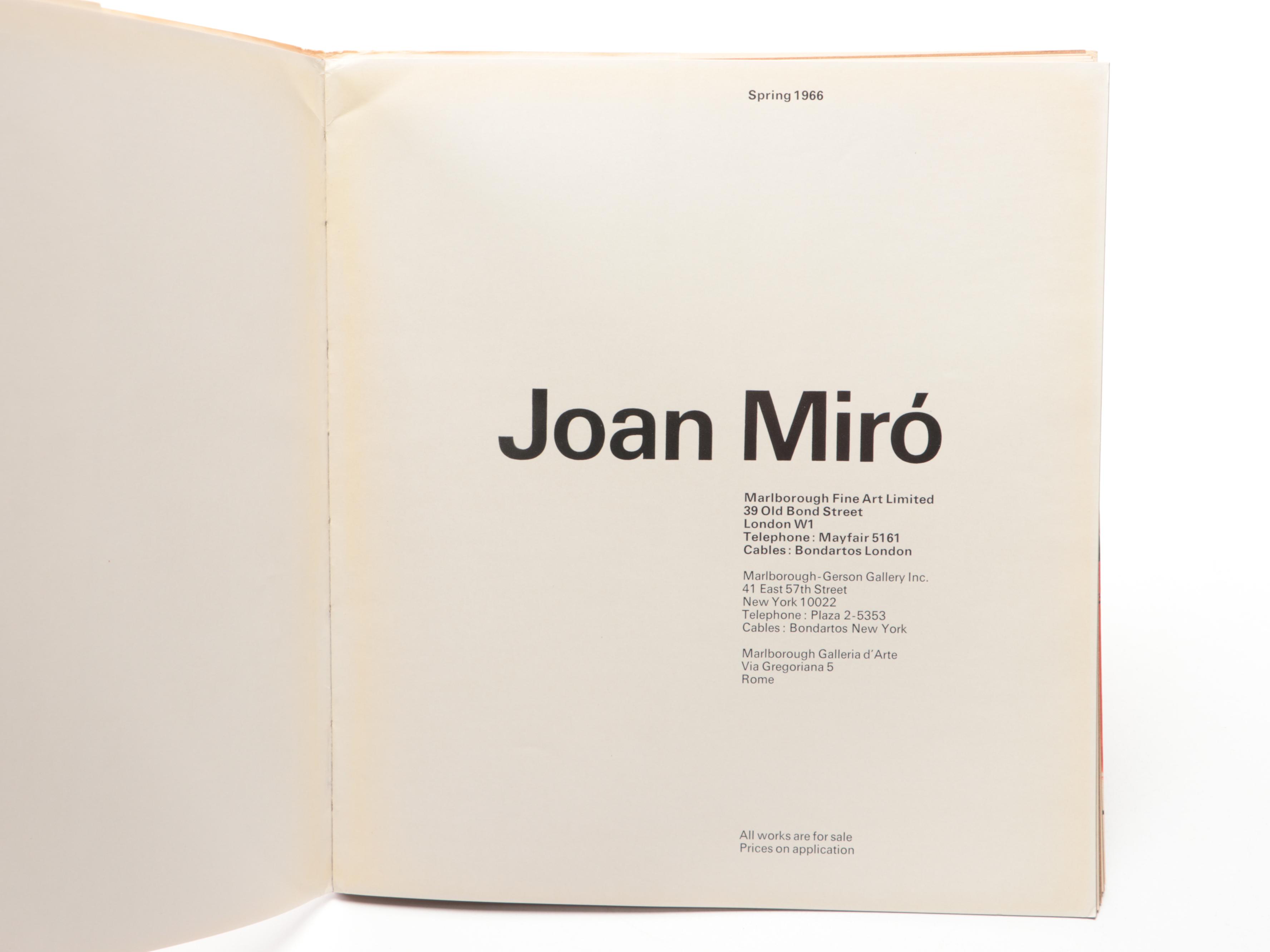Joan Miró Marlborough Fine Art Limited Spring 1966 Exhibition Catalog