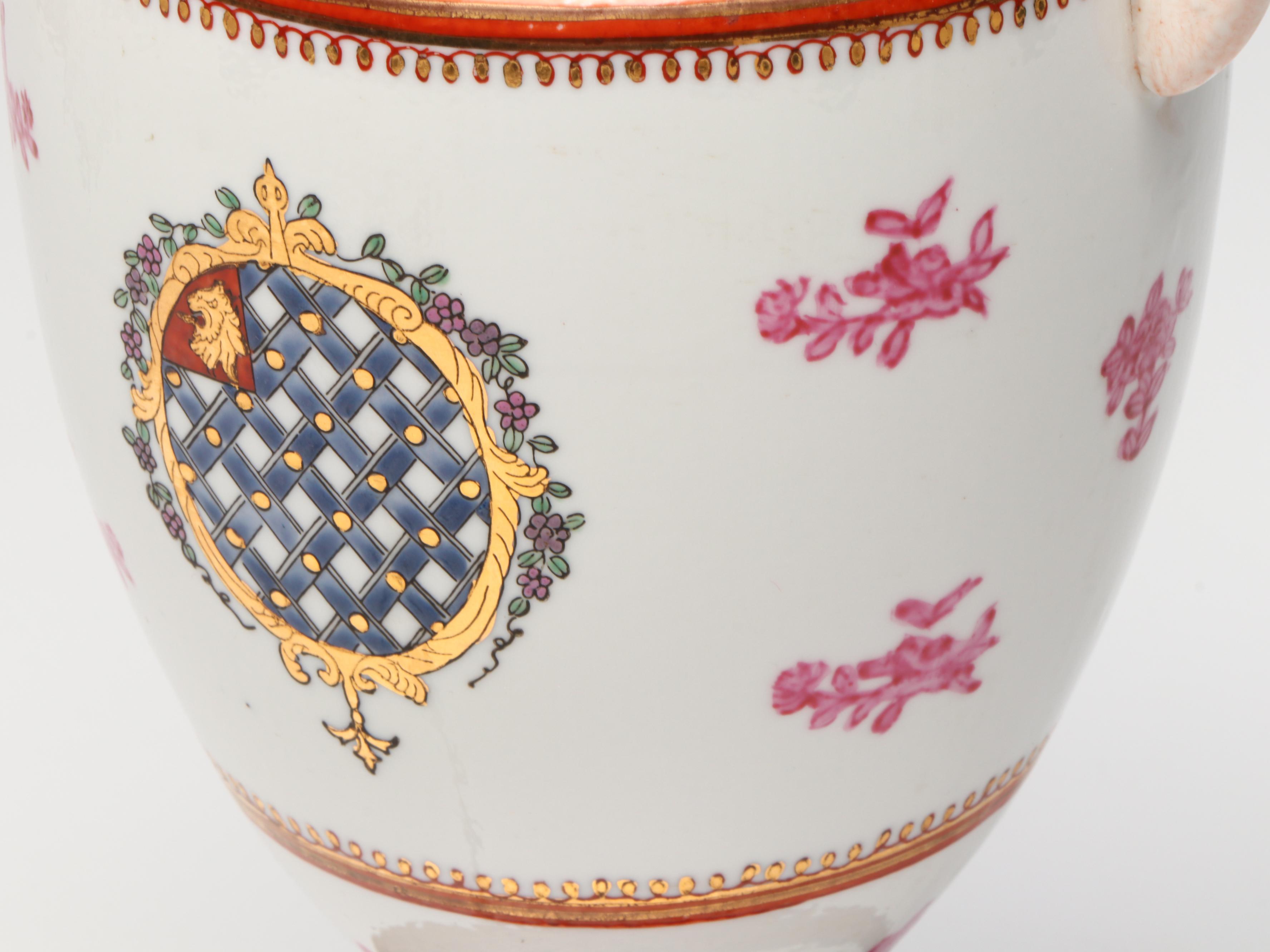 Chinese Export Armorial Porcelain Amphora Vase Converted Table Lamp