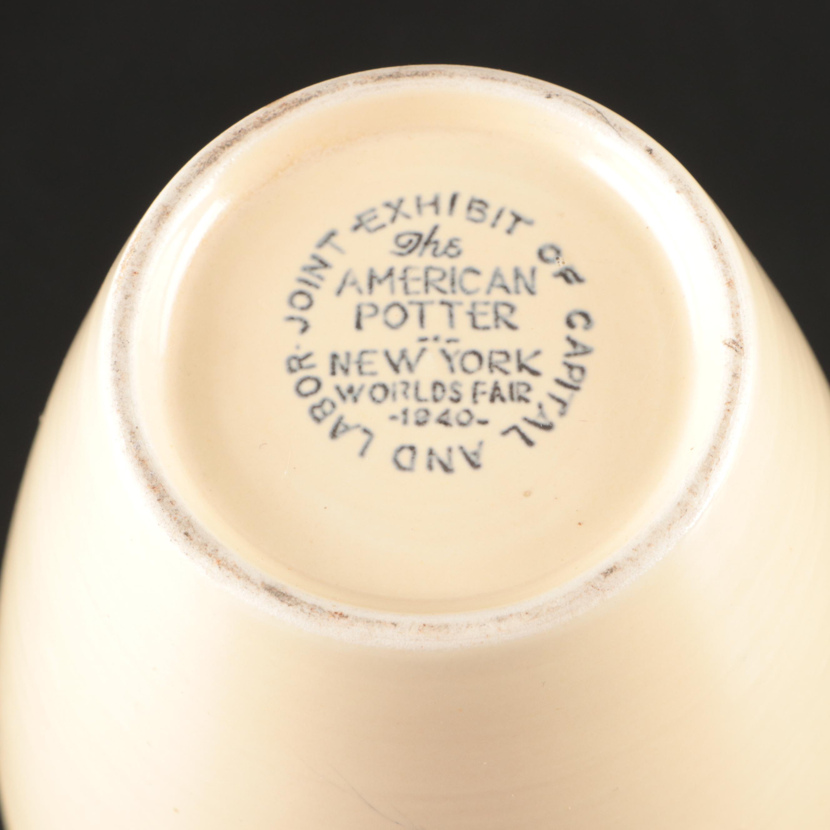 Hand-Painted and Uranium Glass Pitchers with American Potter Ceramic Vase