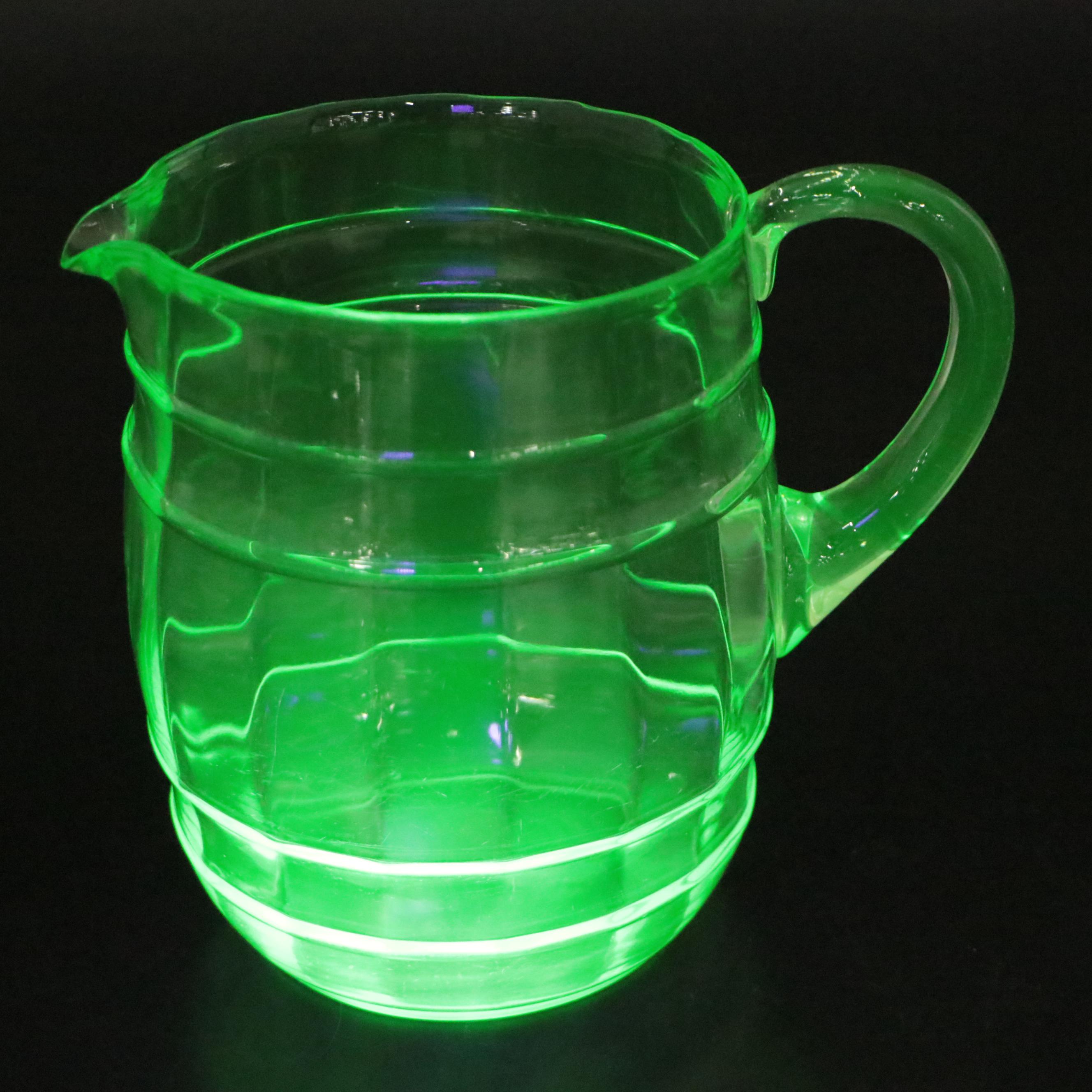 Hand-Painted and Uranium Glass Pitchers with American Potter Ceramic Vase