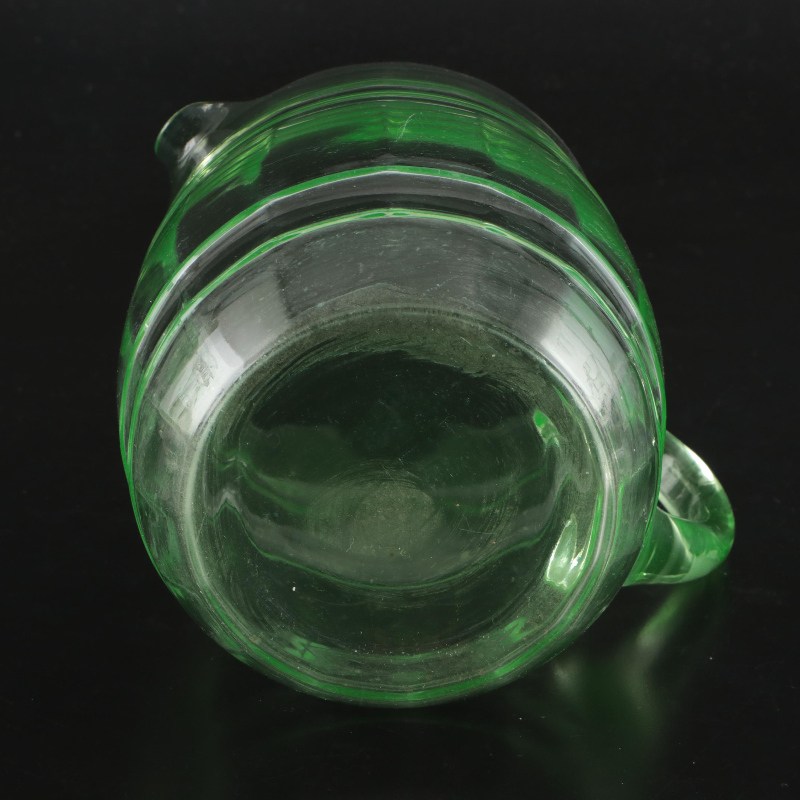 Hand-Painted and Uranium Glass Pitchers with American Potter Ceramic Vase