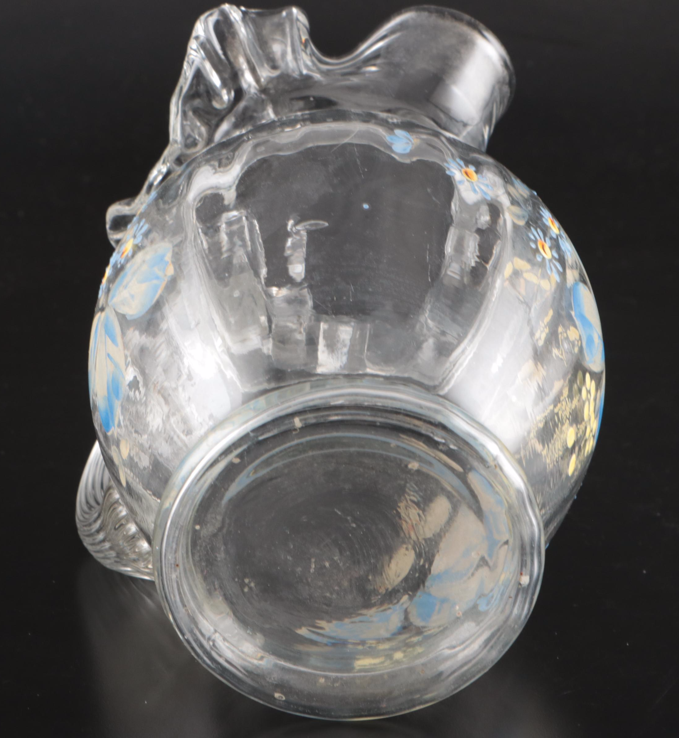 Hand-Painted and Uranium Glass Pitchers with American Potter Ceramic Vase