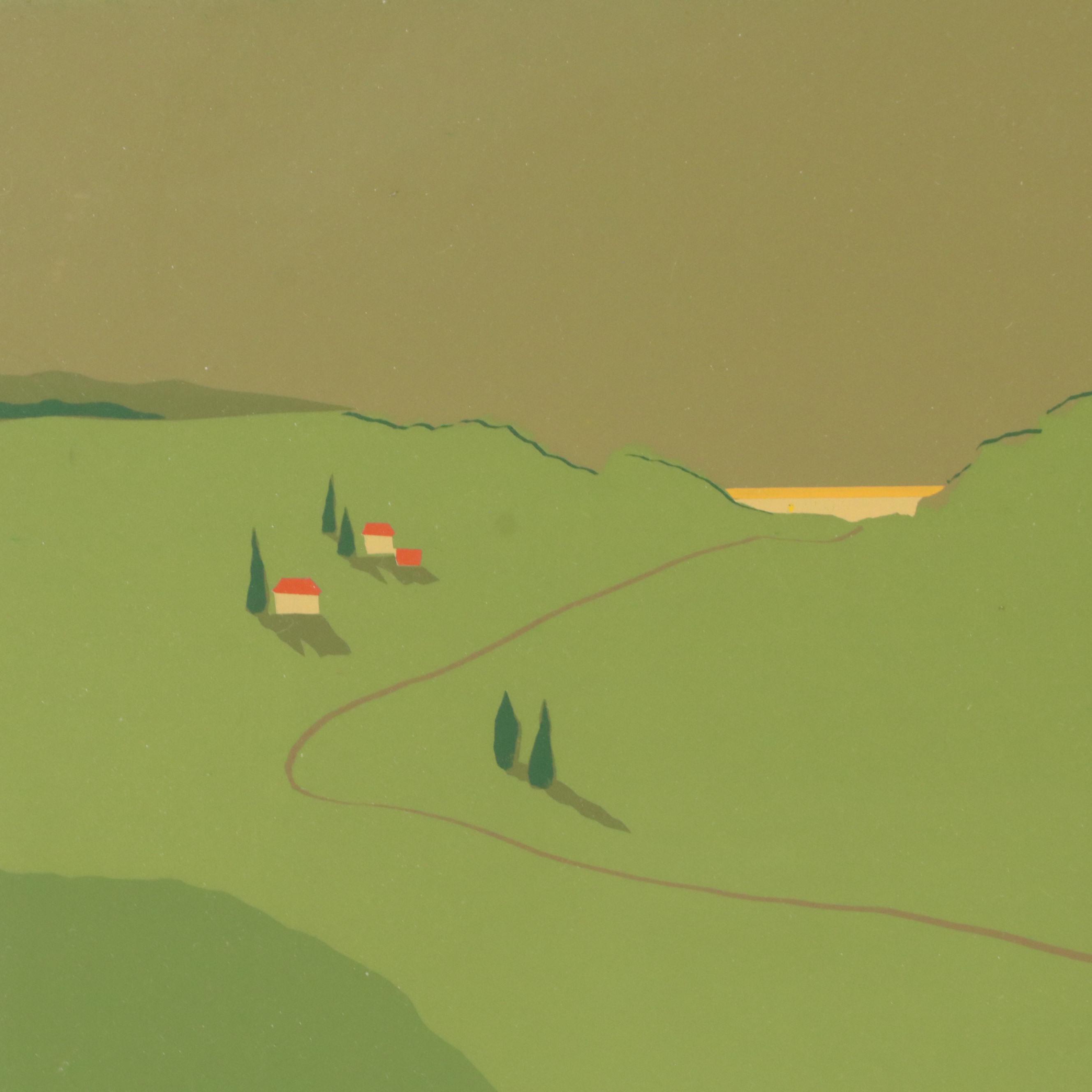 Betty Kubalak Landscape Serigraph and Collage "Tuscany"