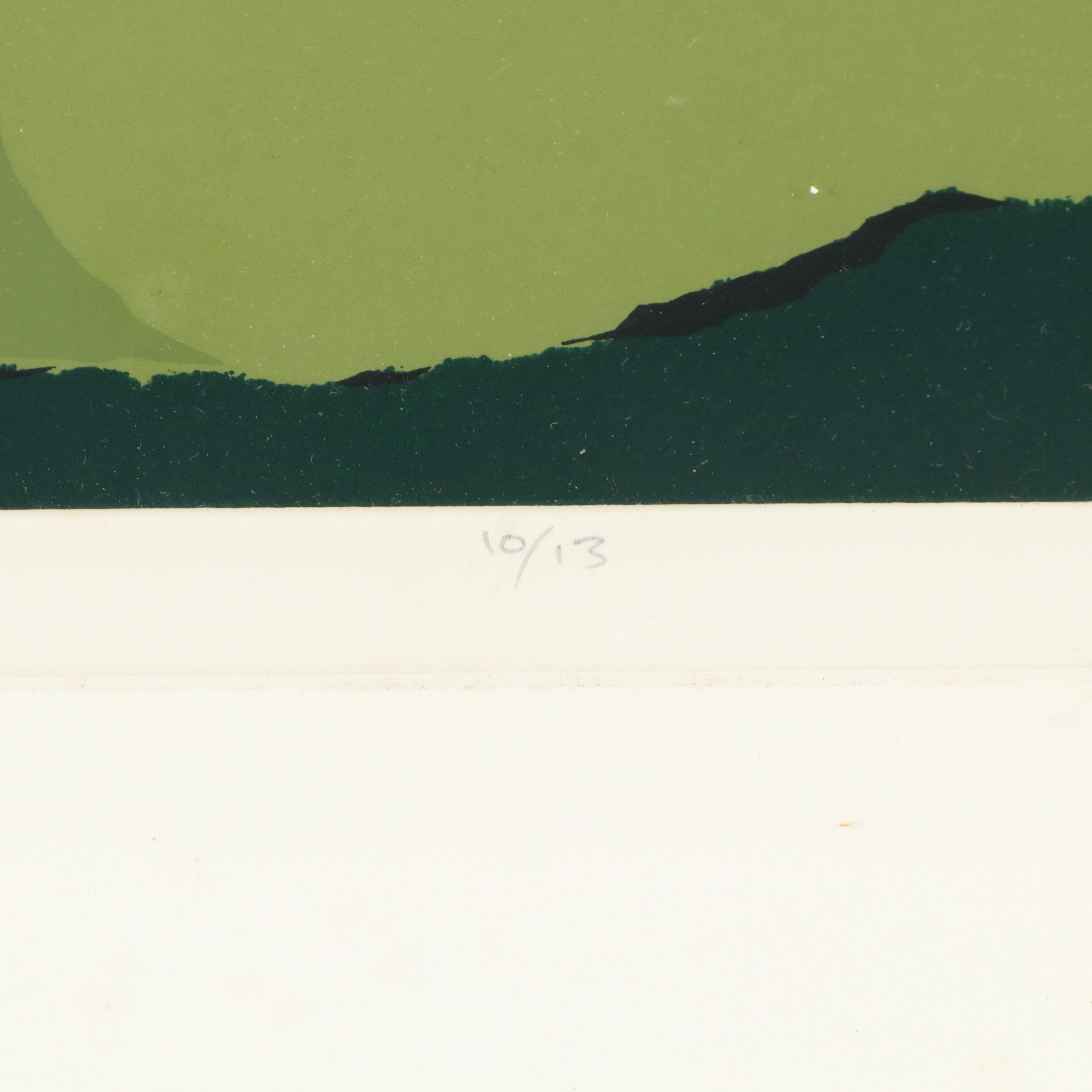 Betty Kubalak Landscape Serigraph and Collage "Tuscany"