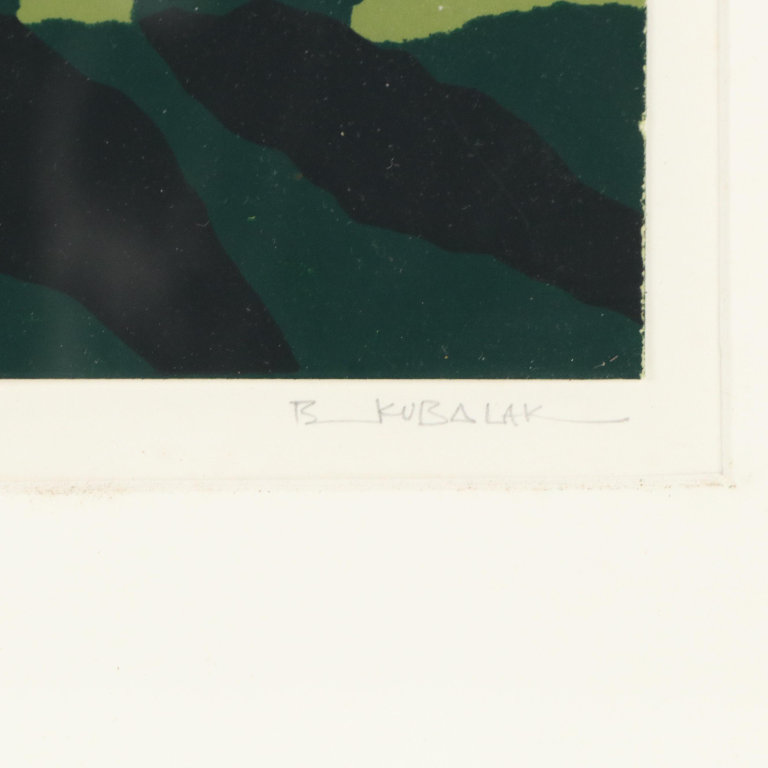 Betty Kubalak Landscape Serigraph and Collage "Tuscany"