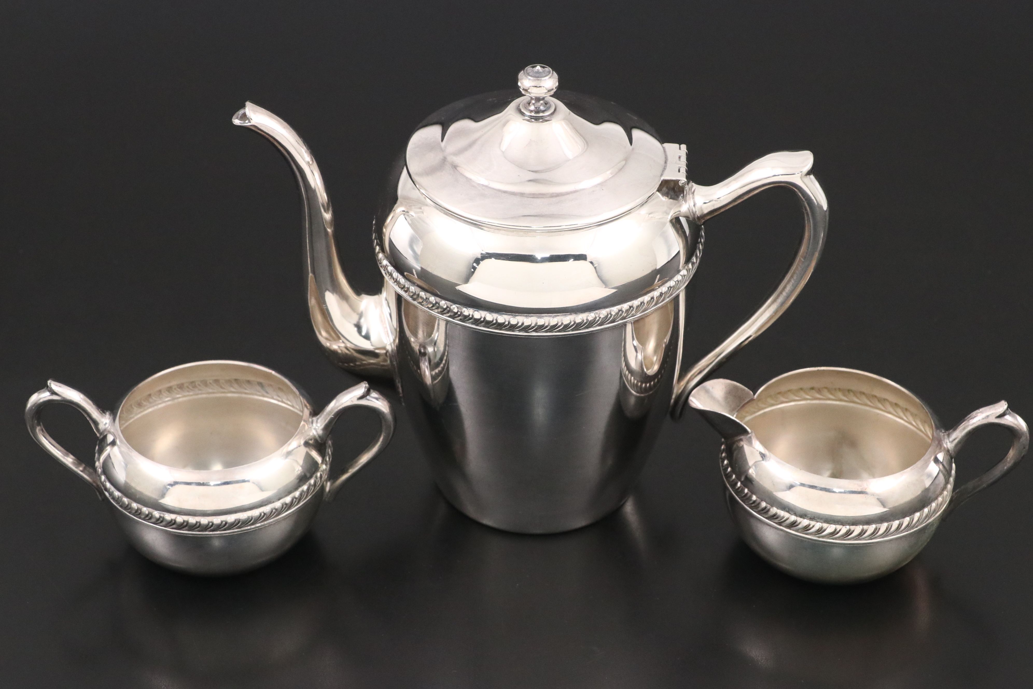 F. B. Rogers Silver Plate Coffee Set with Leonard Serving Tray