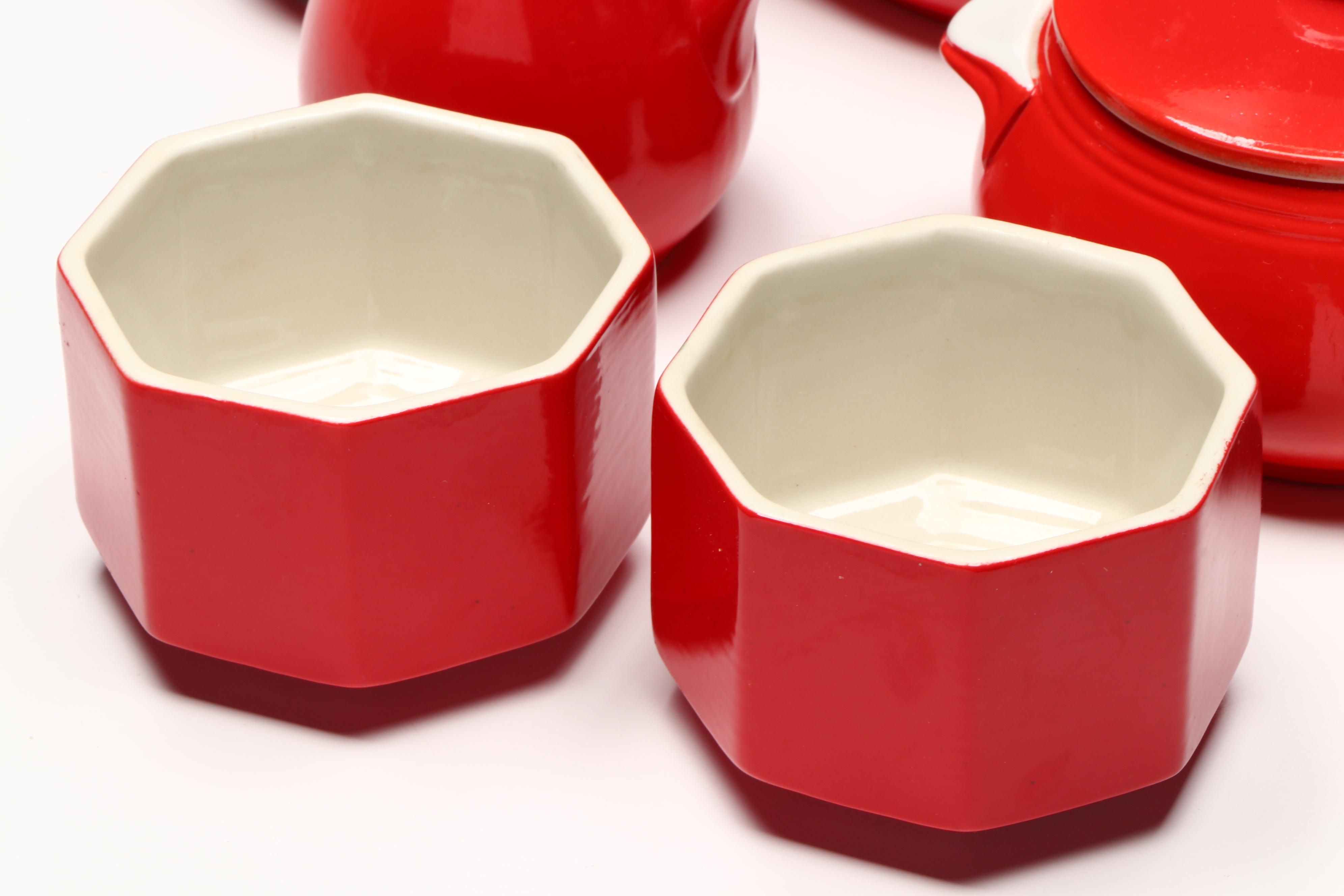 Hall "Chinese Red" Covered Casserole Dishes, Shakers and Octagonal Cups