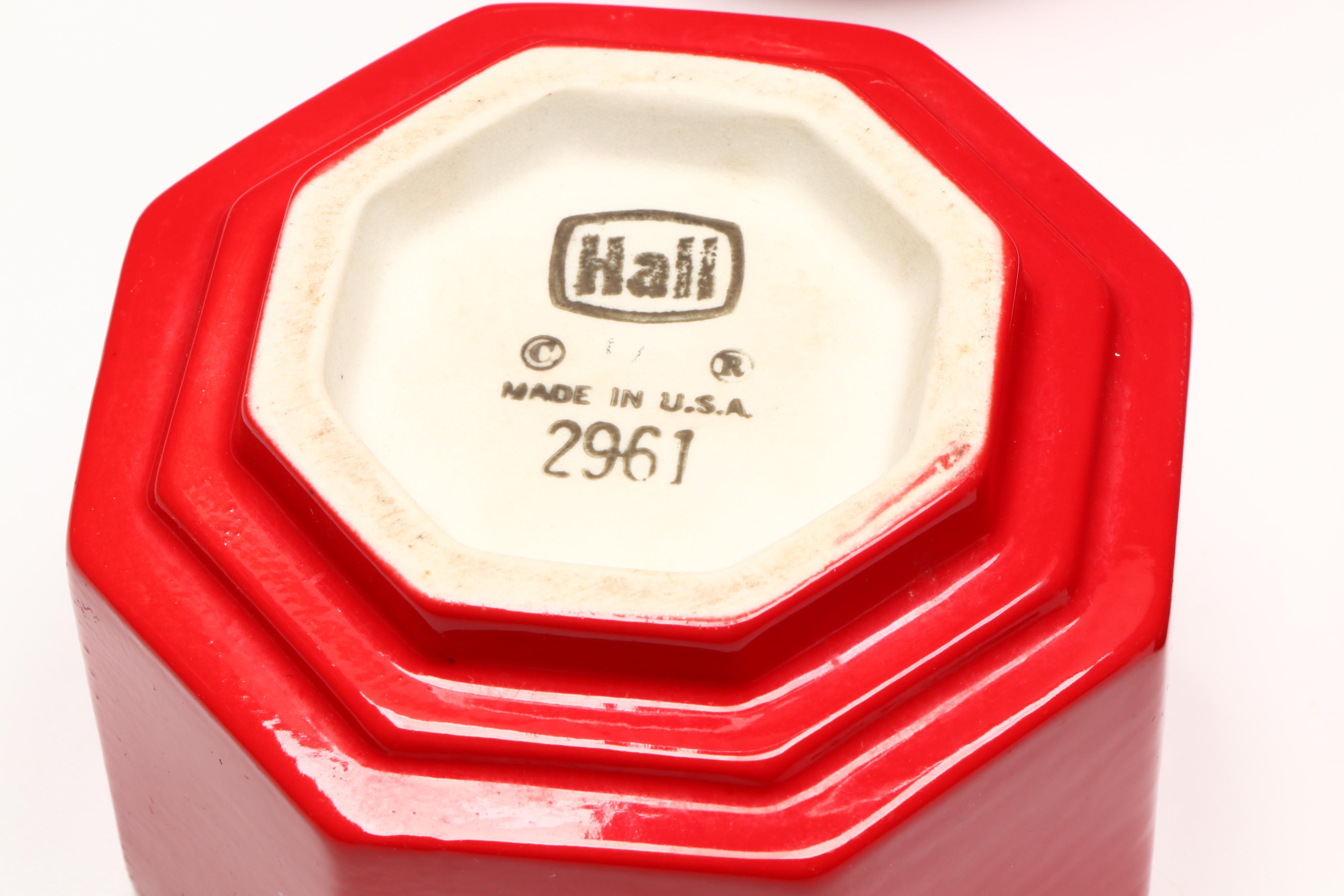 Hall "Chinese Red" Covered Casserole Dishes, Shakers and Octagonal Cups