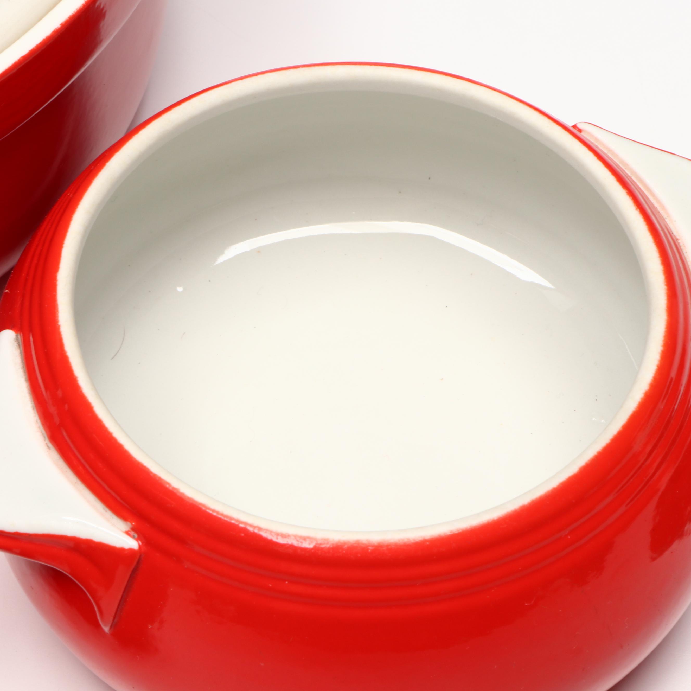 Hall "Chinese Red" Covered Casserole Dishes, Shakers and Octagonal Cups
