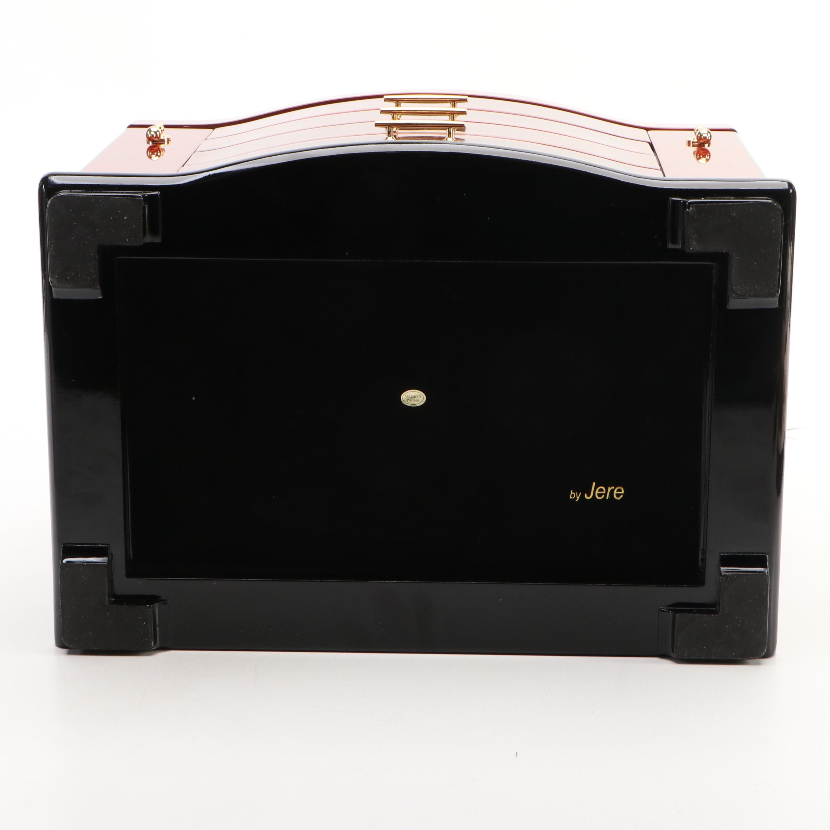 Jere High Gloss Walnut Finish and Burl Laminate Jewelry Chest