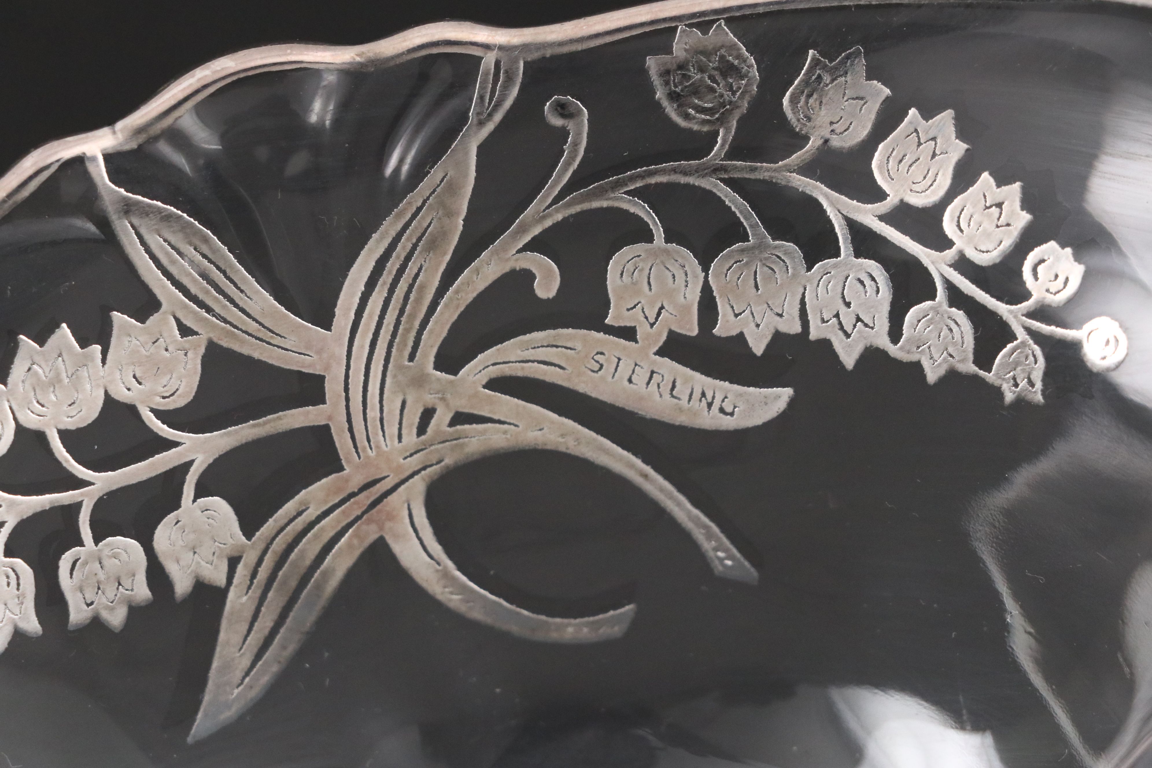 Heisey "Empress" Glass Sterling Overlay Compote with Other Serving Pieces