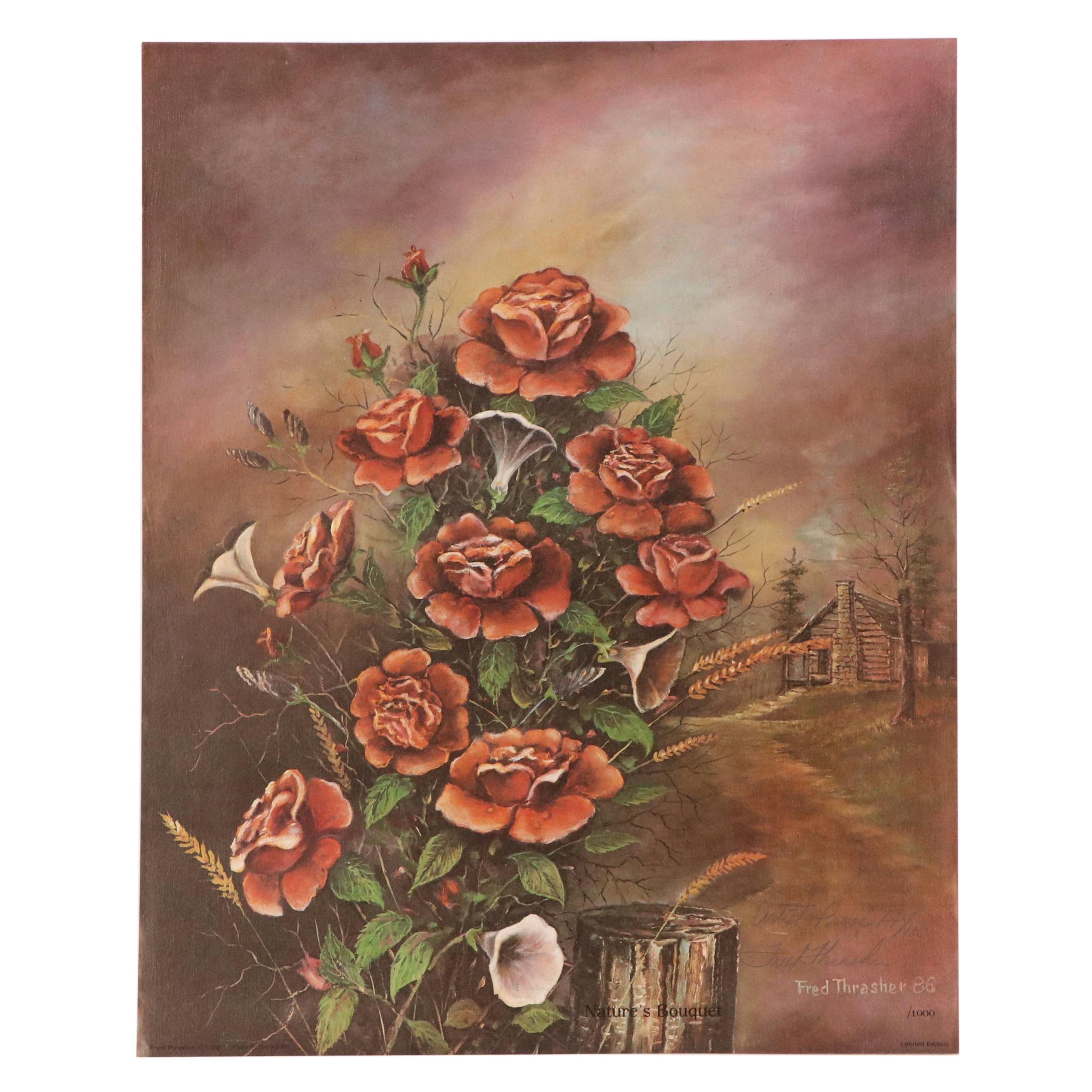 Fred Thrasher Offset Lithograph "Nature's Bouquet," Late 20th Century