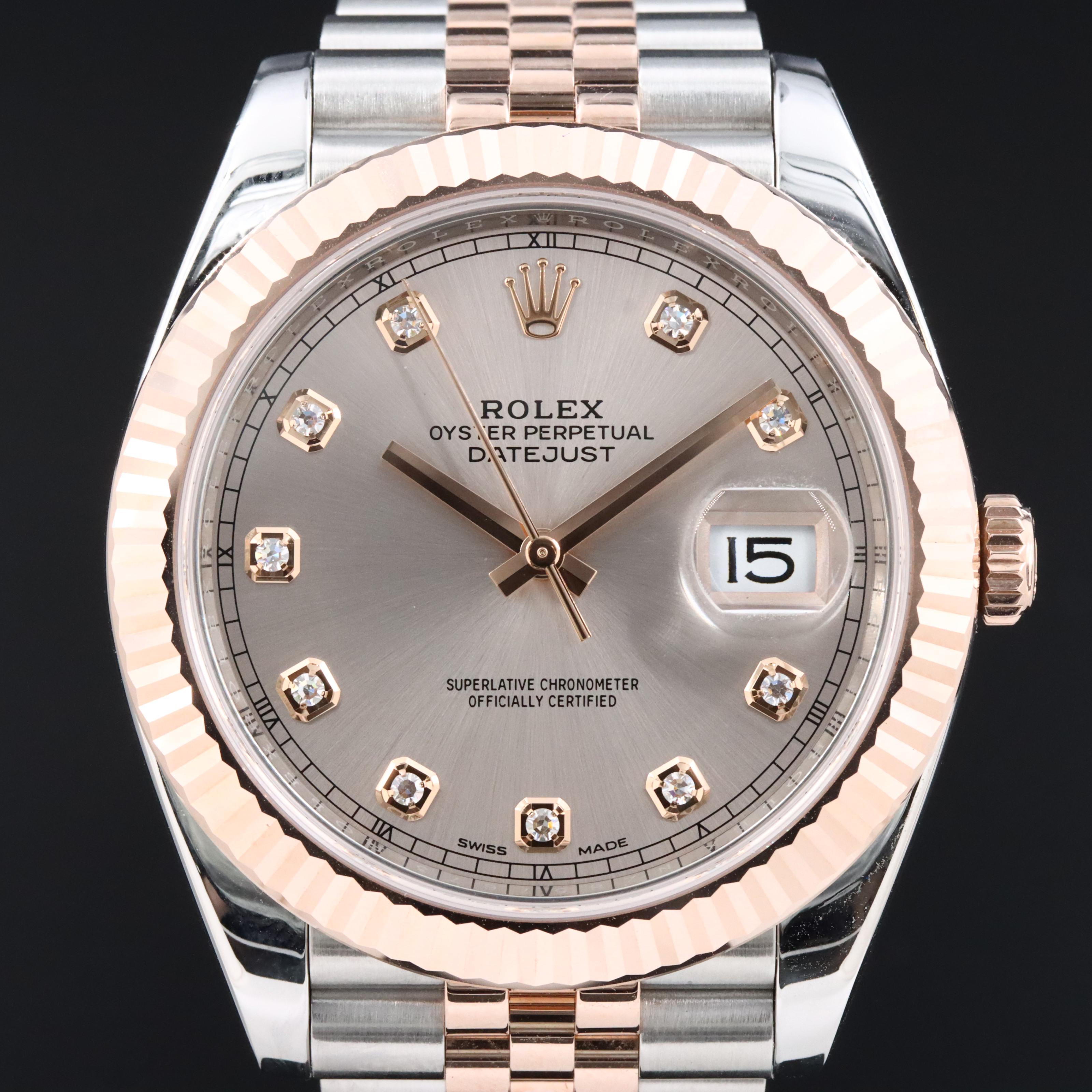 Rolex Datejust 126331 41mm 18K Rose Gold & Steel Factory Diamond Automatic Watch