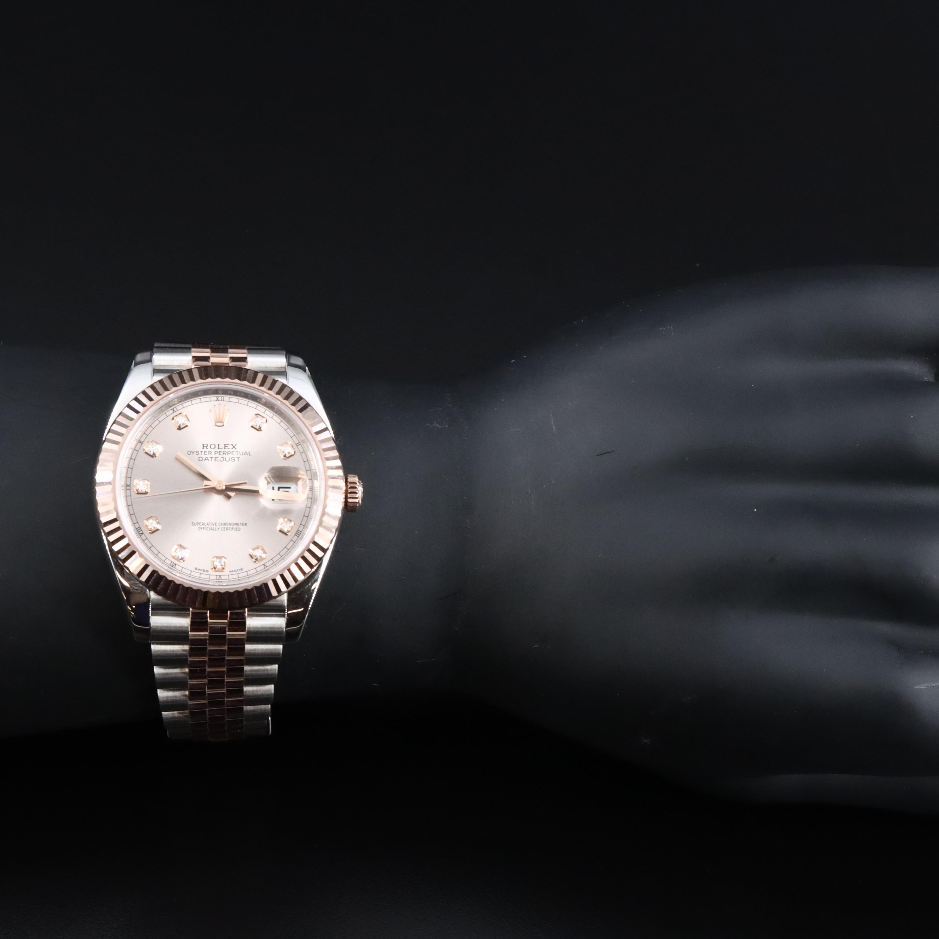 Rolex Datejust 126331 41mm 18K Rose Gold & Steel Factory Diamond Automatic Watch