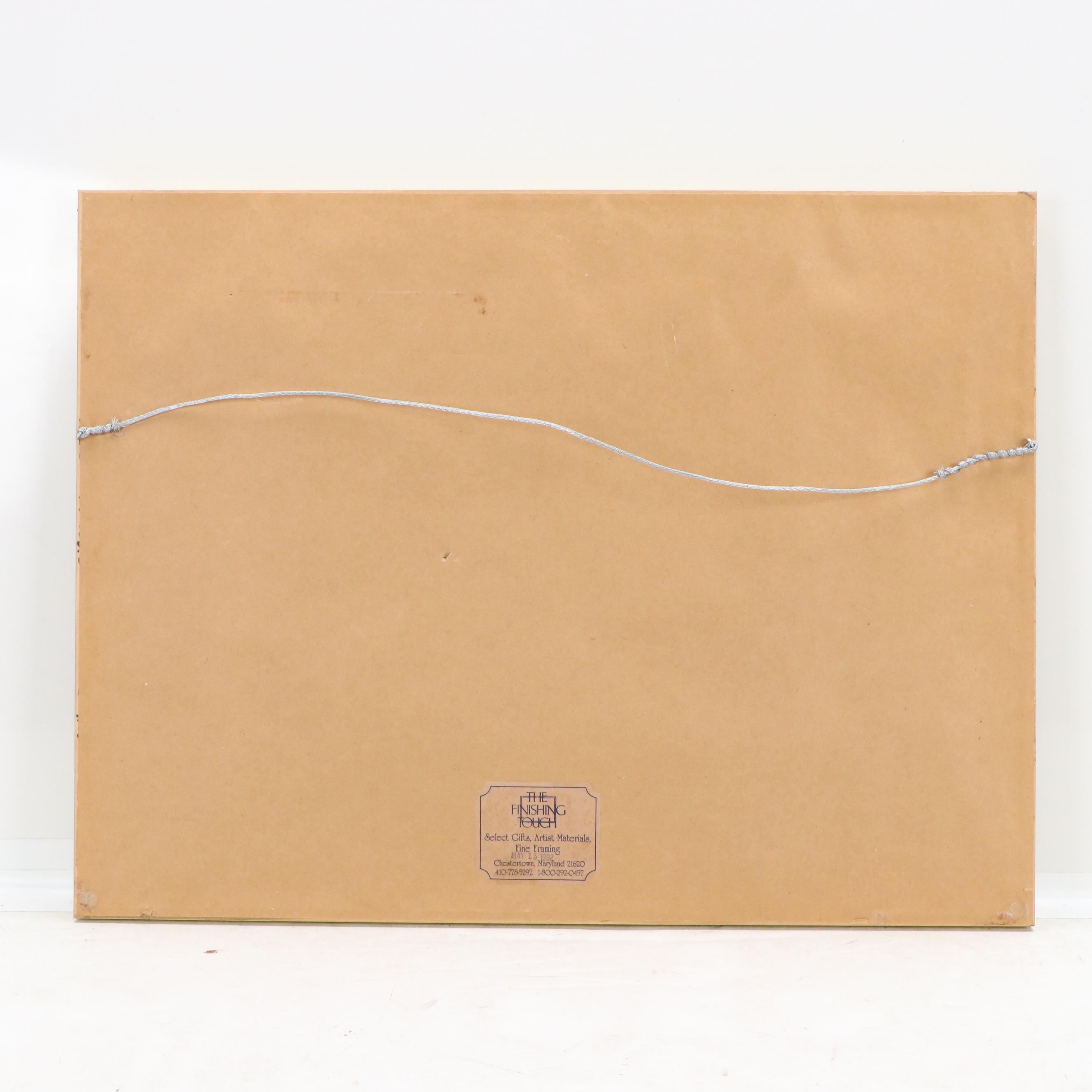 Arturo Nieto Oil Pastel Drawing of Mother and Child