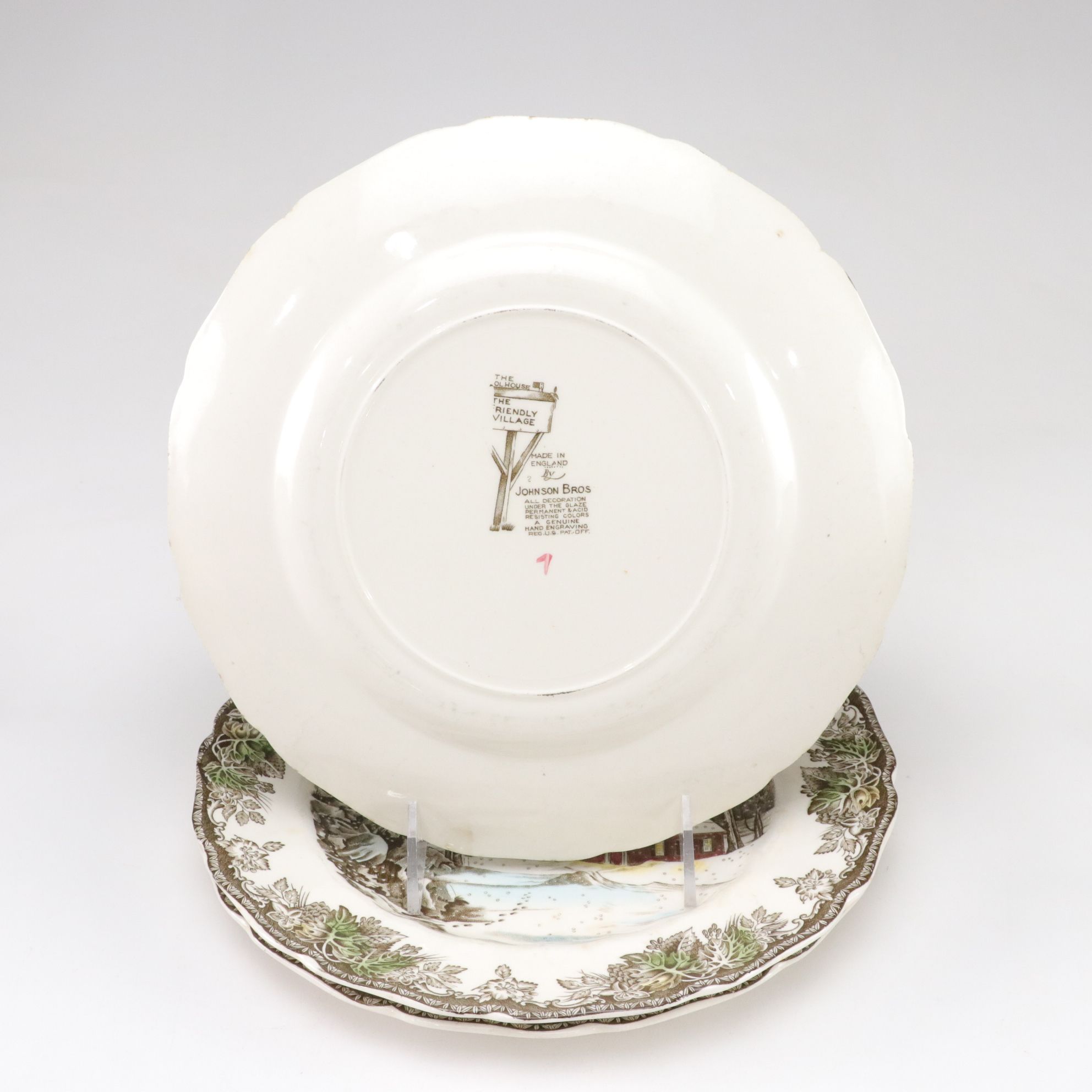 Johnson Bros. "Friendly Village" Plates, Mugs, Wine Glasses and Other Dinnerware