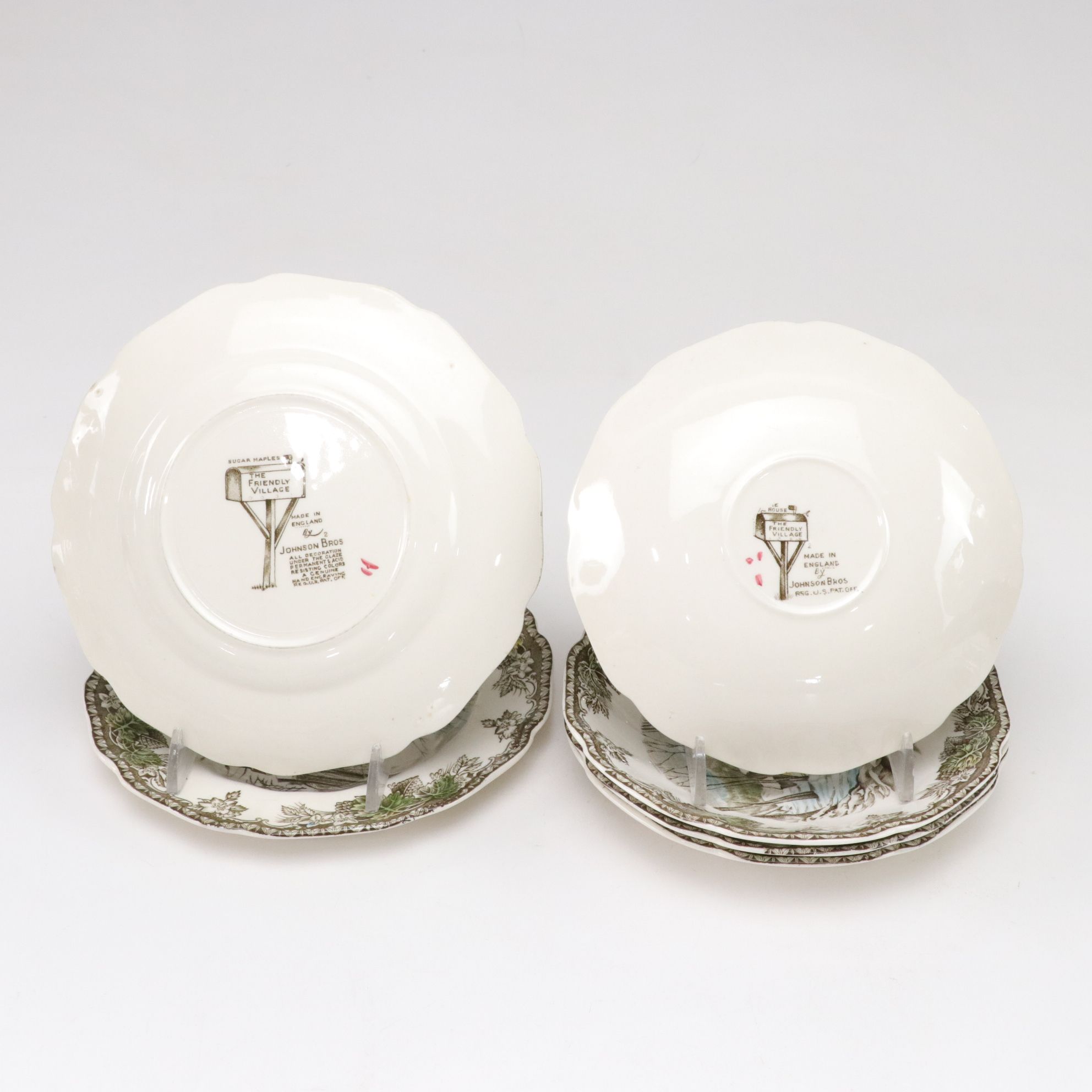 Johnson Bros. "Friendly Village" Plates, Mugs, Wine Glasses and Other Dinnerware