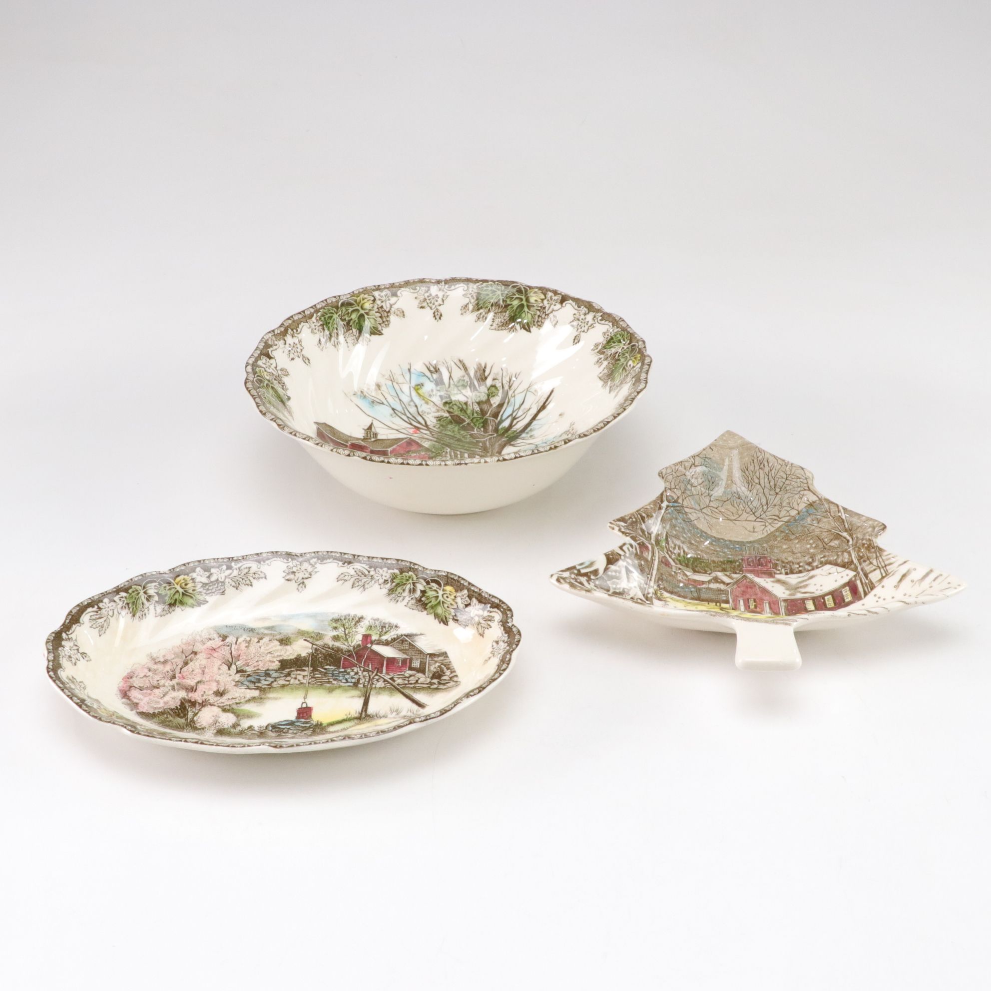 Johnson Bros. "Friendly Village" Plates, Mugs, Wine Glasses and Other Dinnerware