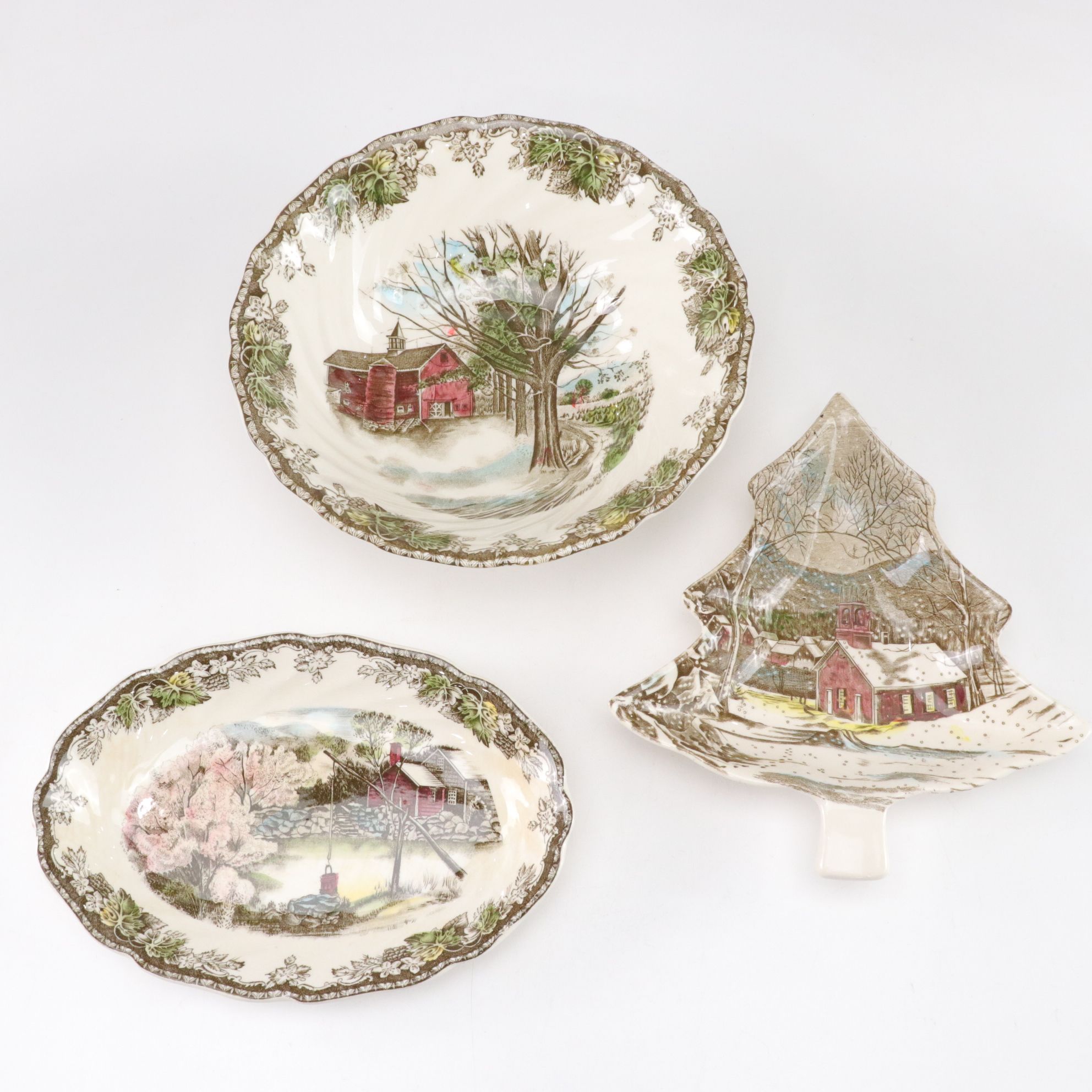 Johnson Bros. "Friendly Village" Plates, Mugs, Wine Glasses and Other Dinnerware