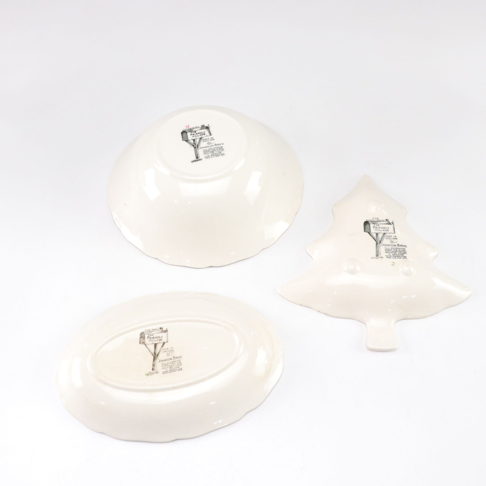 Johnson Bros. "Friendly Village" Plates, Mugs, Wine Glasses and Other Dinnerware