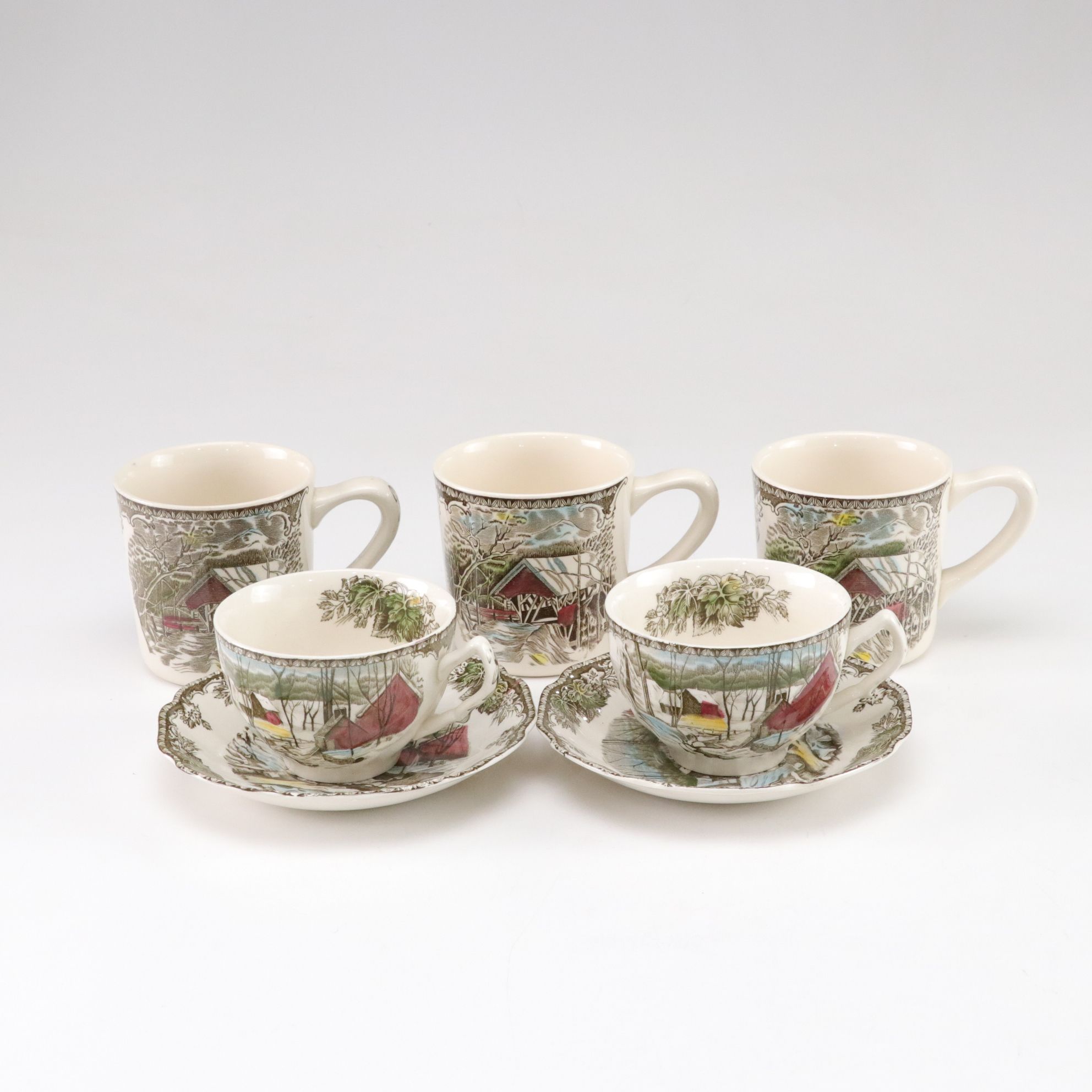 Johnson Bros. "Friendly Village" Plates, Mugs, Wine Glasses and Other Dinnerware