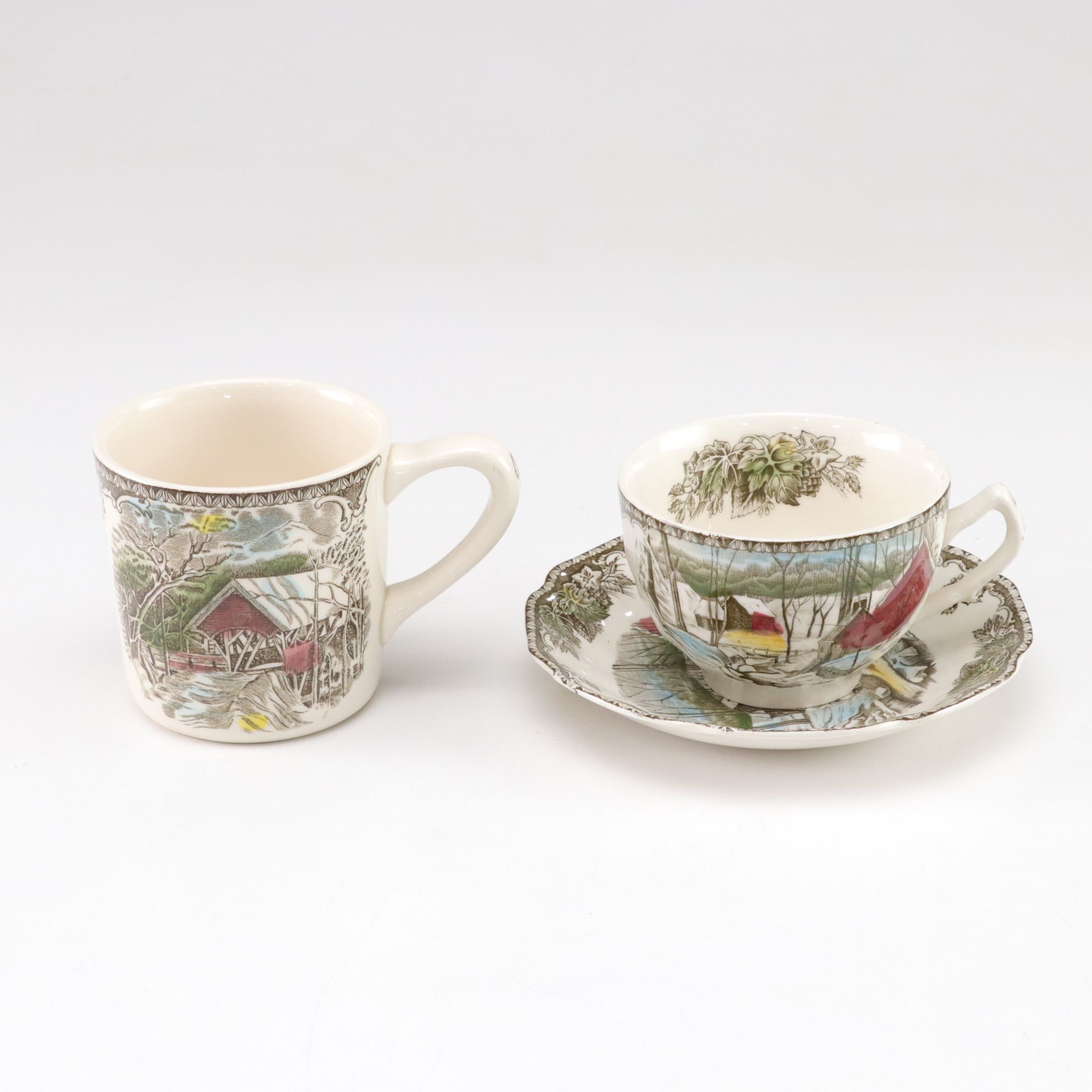 Johnson Bros. "Friendly Village" Plates, Mugs, Wine Glasses and Other Dinnerware