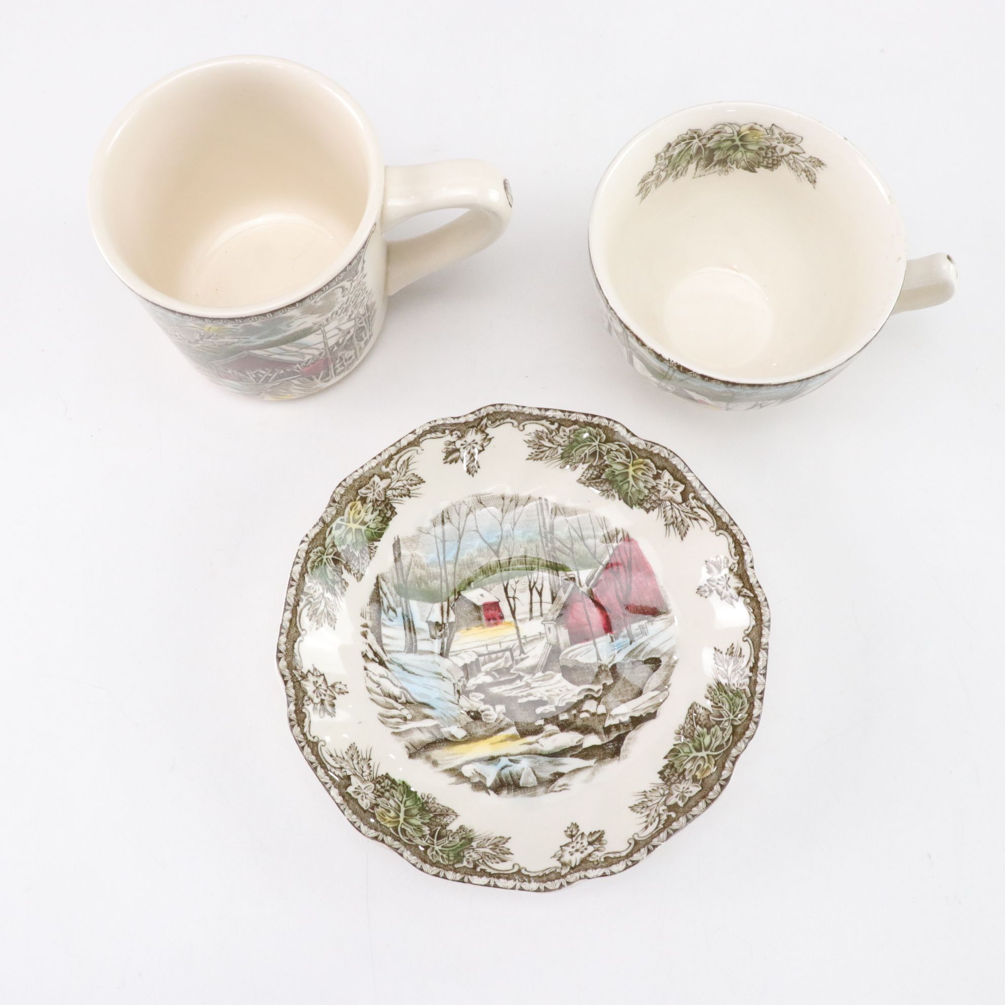 Johnson Bros. "Friendly Village" Plates, Mugs, Wine Glasses and Other Dinnerware