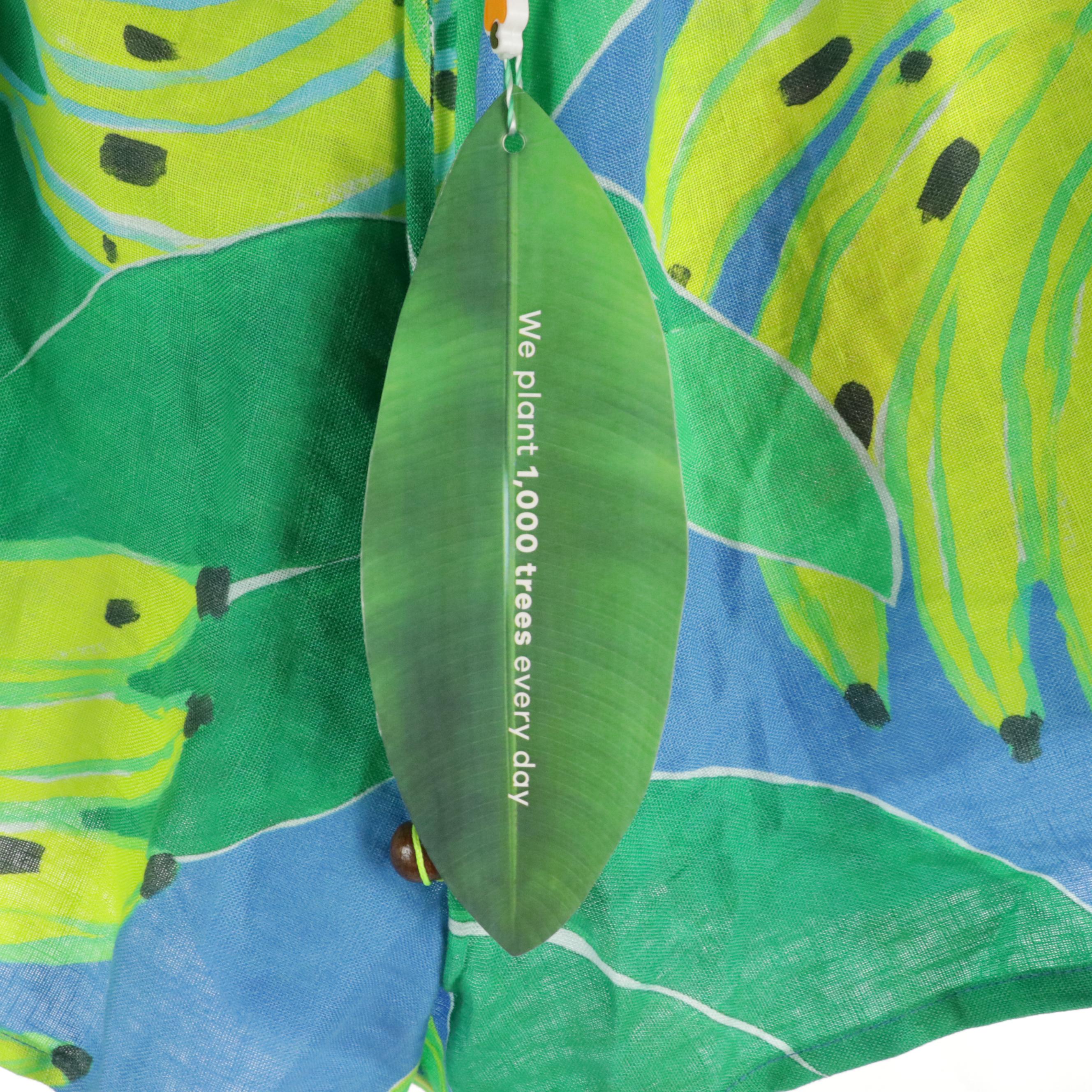 Farm Rio Romantic Garden Dress w/ Linen Banana Leaves & Painted Birds Shorts