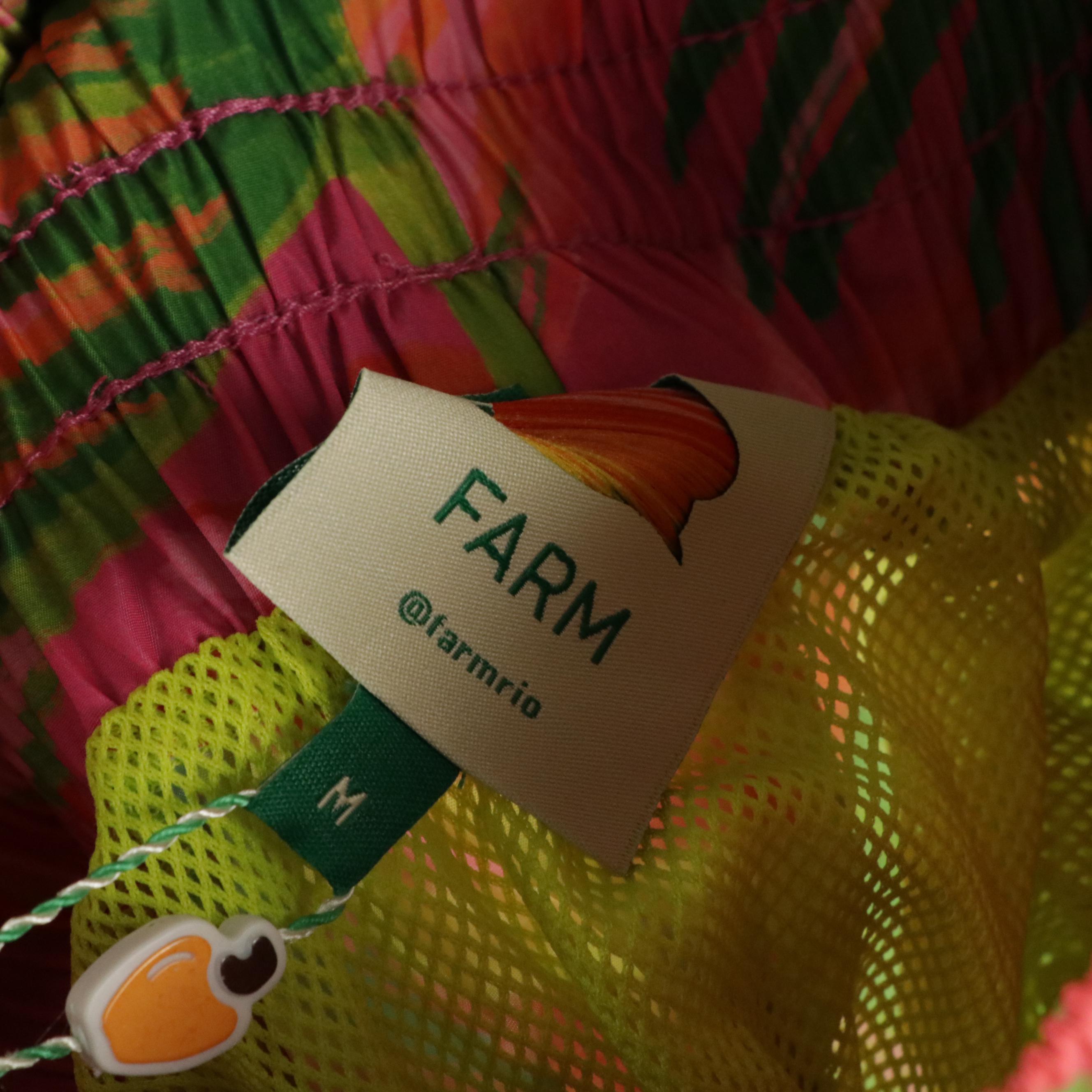 Farm Rio Romantic Garden Dress w/ Linen Banana Leaves & Painted Birds Shorts