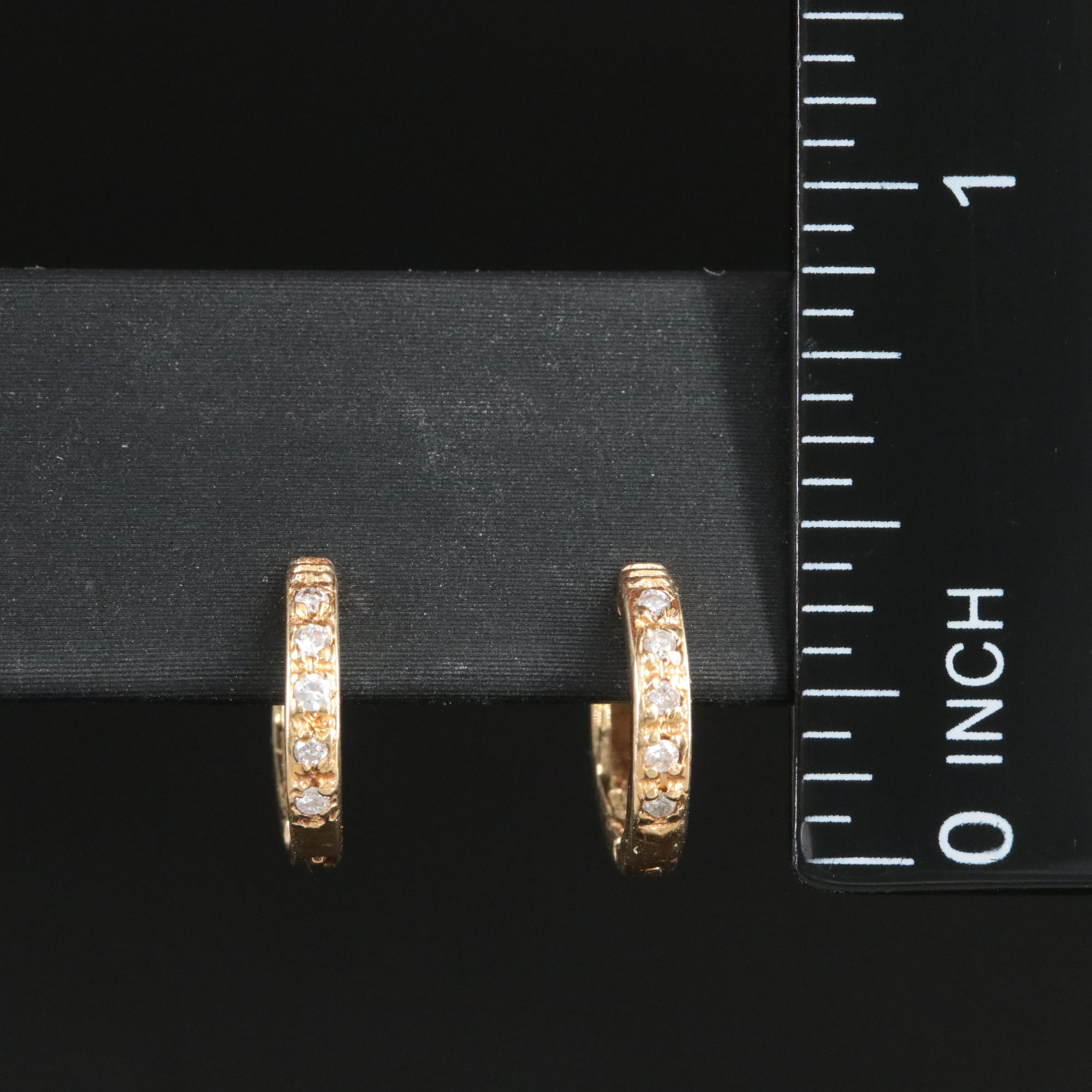 14K 0.10 CTW Diamond Huggie Hoop Earrings